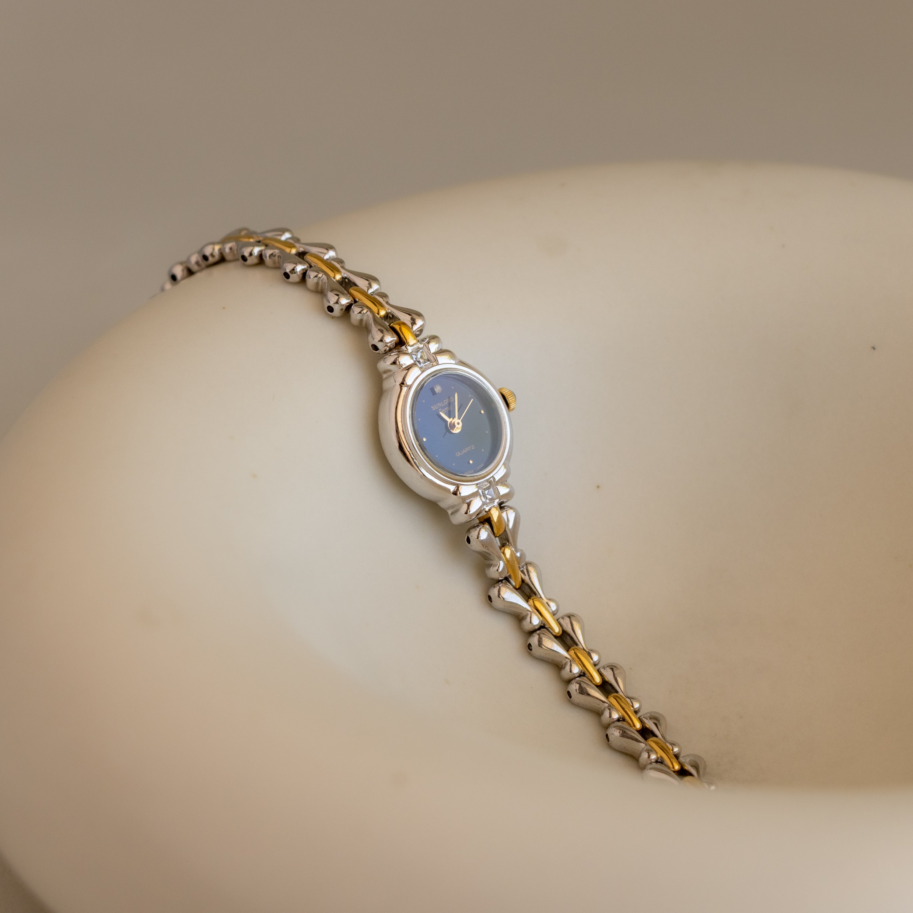 Vintage Sunlord Midnight Round Two Tone Watch