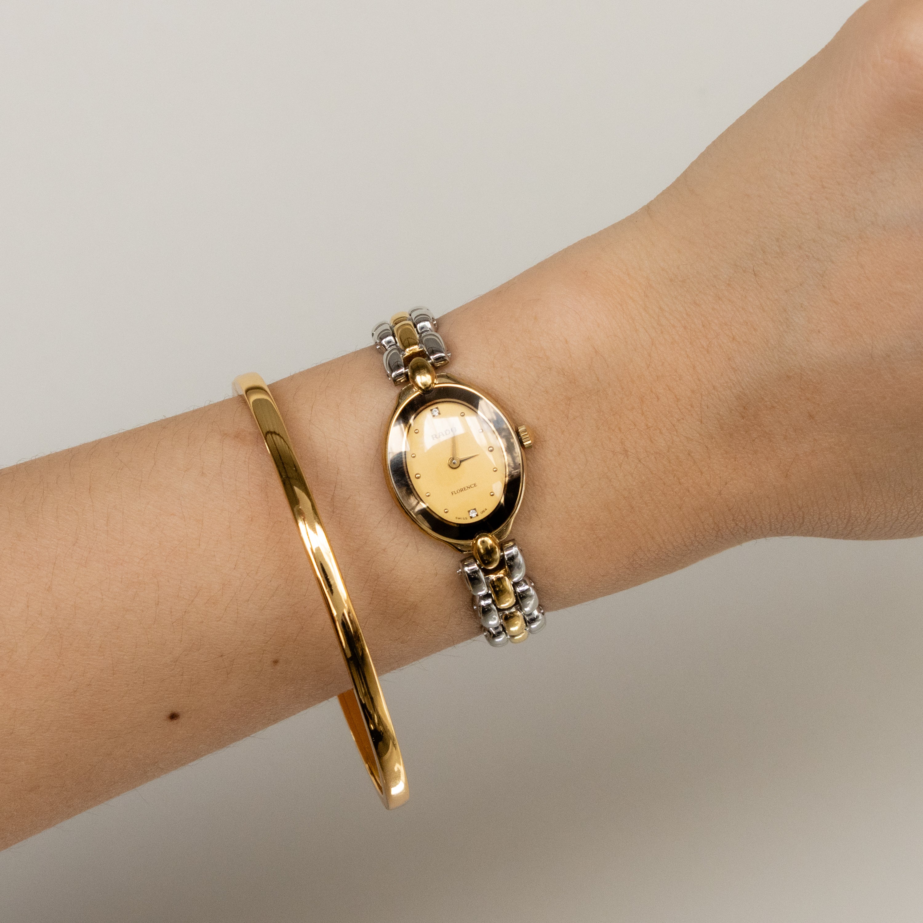 Vintage Rado Swiss Oval Two Tone Watch