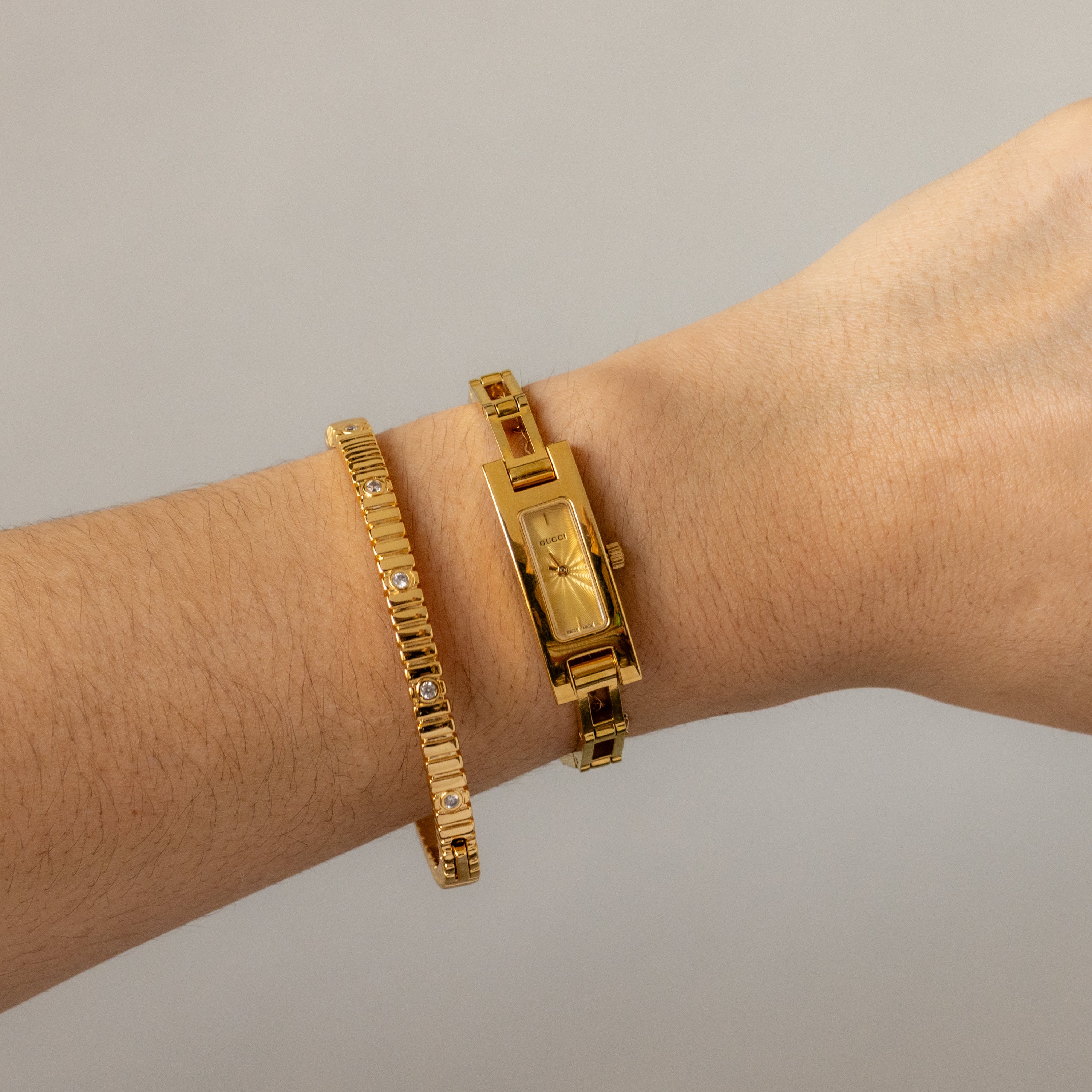 Vintage Gucci Swiss Slim Rectangular Gold Watch