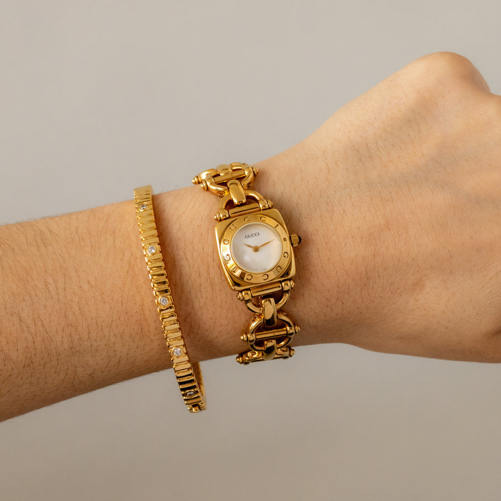 Vintage Gucci Swiss Horsebit Link Gold Watch