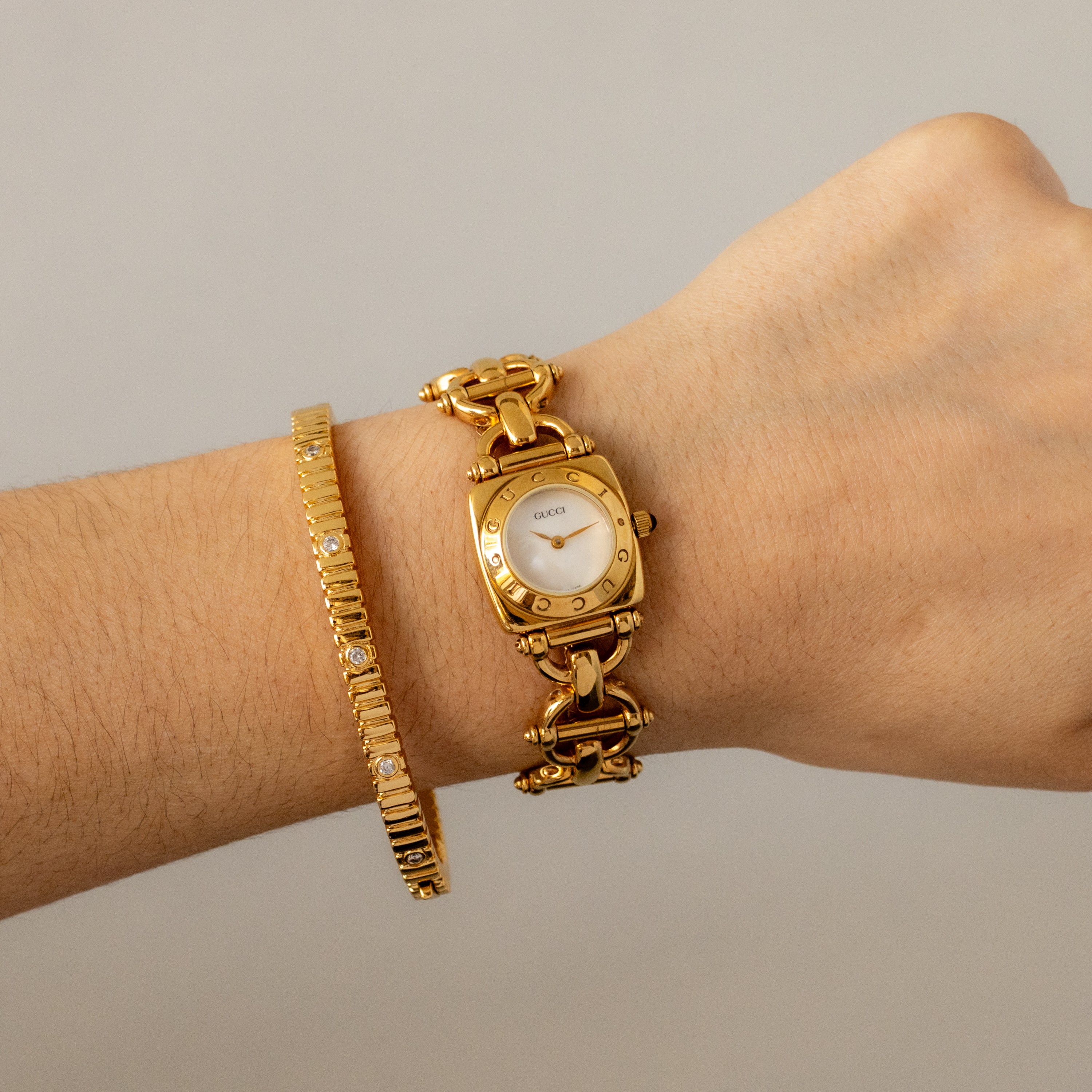 Vintage Gucci Swiss Horsebit Link Gold Watch