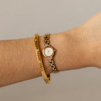 Vintage Citizen Round Pink Gemstone Gold Watch