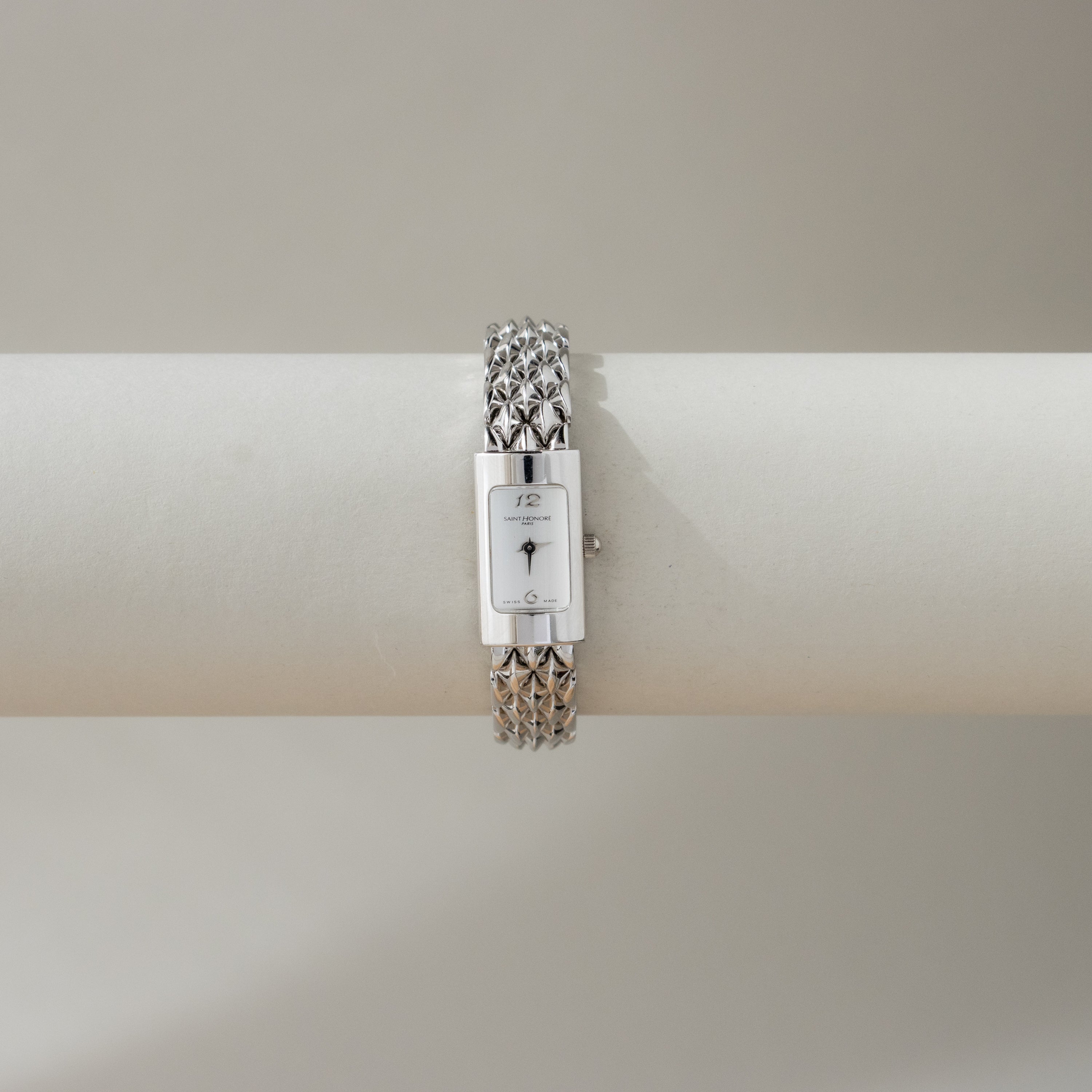 Vintage Saint Honore Swiss Rectangular Silver Watch