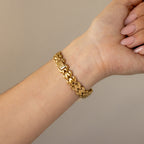 Vintage Nui Round Pearl Gold Watch