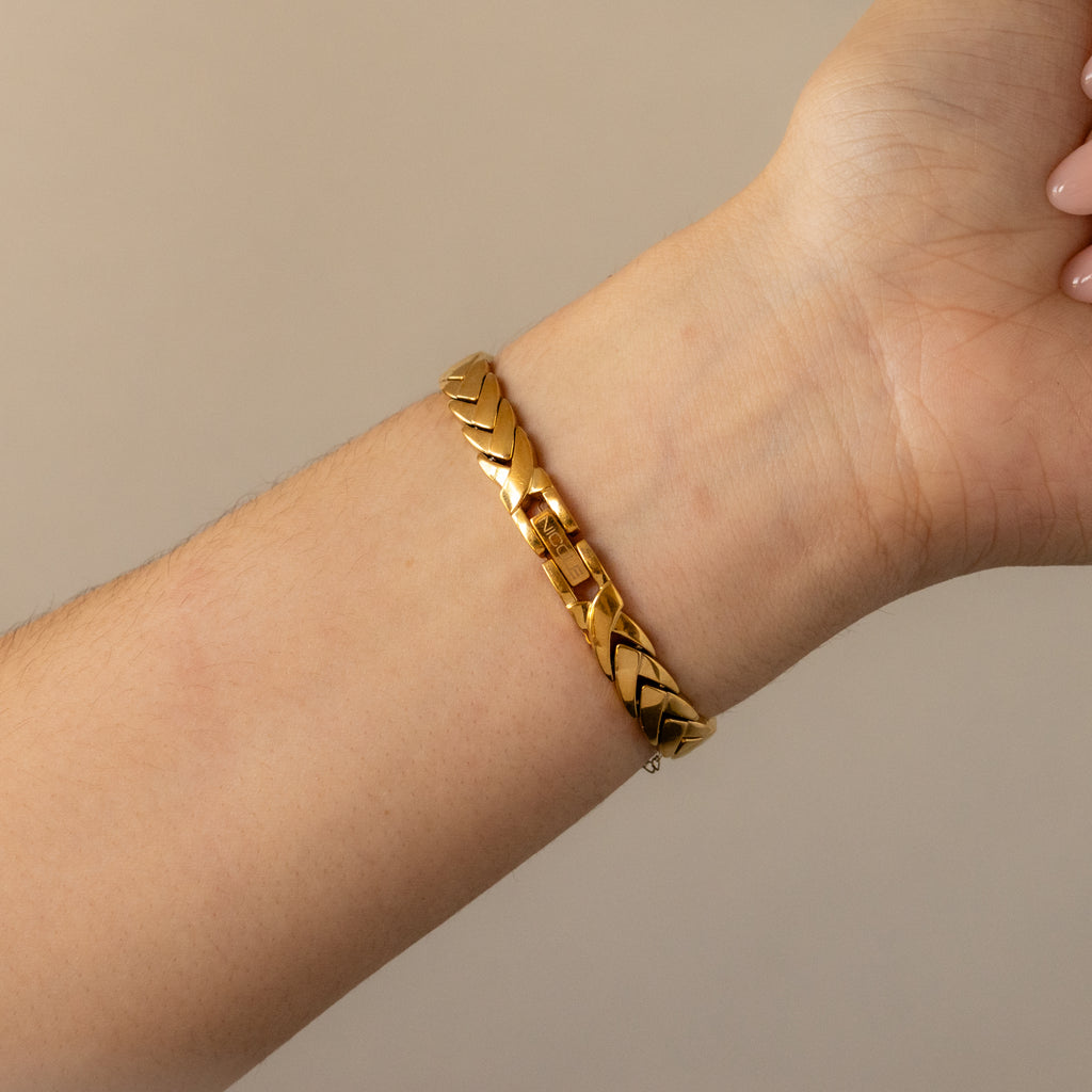 Vintage Nicole Skinny Pearl Gold Watch