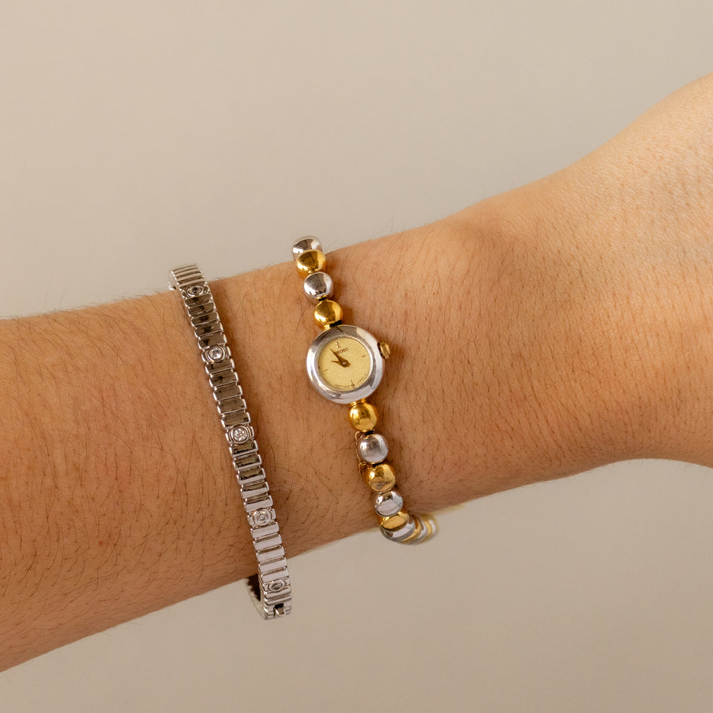 Vintage Seiko Round Beaded Two Tone Watch