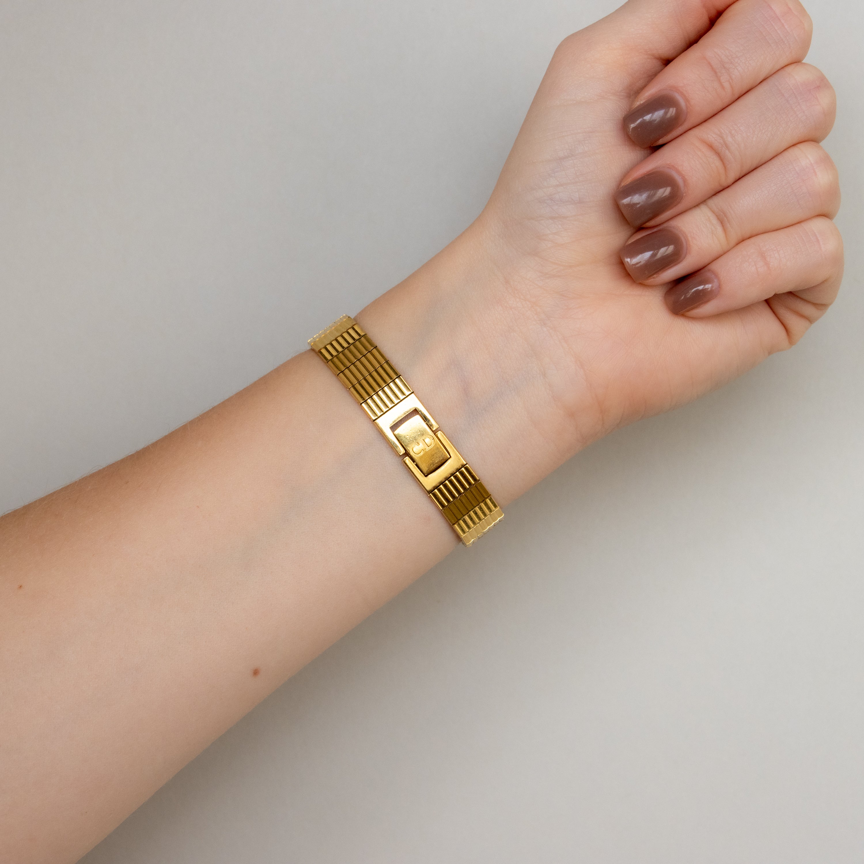 Vintage Christian Dior Swiss Ribbed Gold Watch