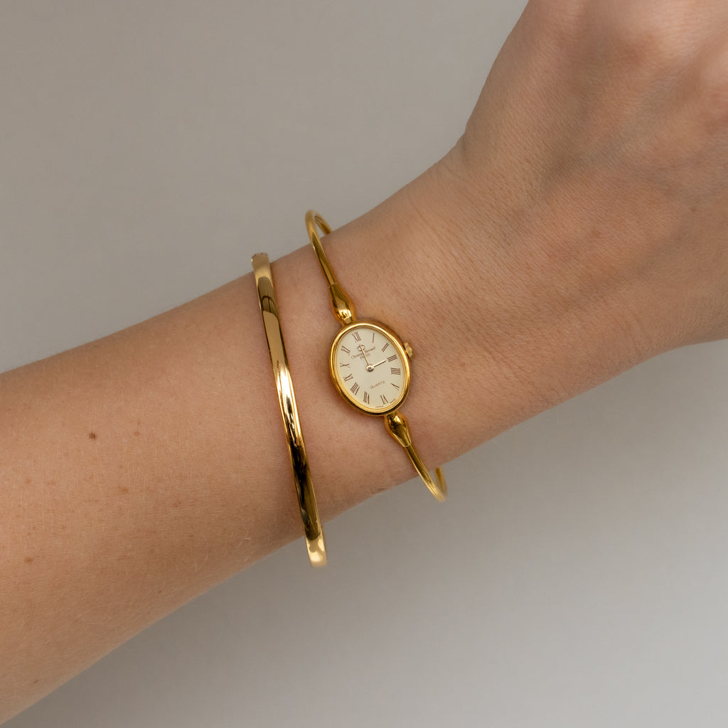 Vintage Christian Bernard Oval Cuff Gold Watch