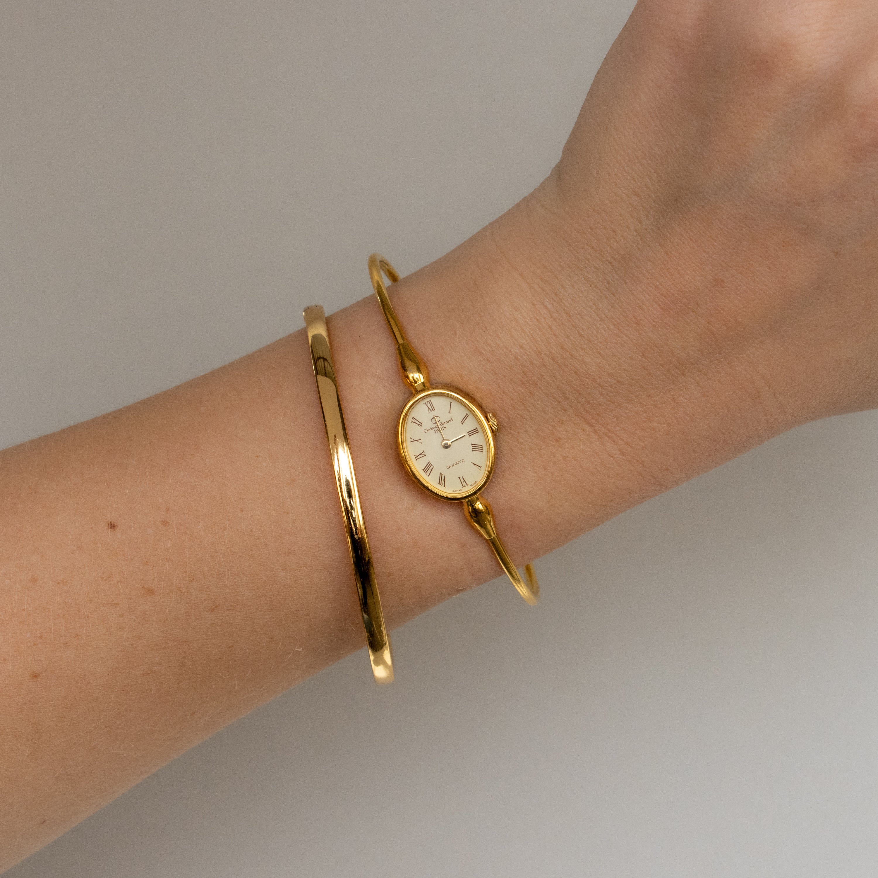 Vintage Christian Bernard Oval Cuff Gold Watch