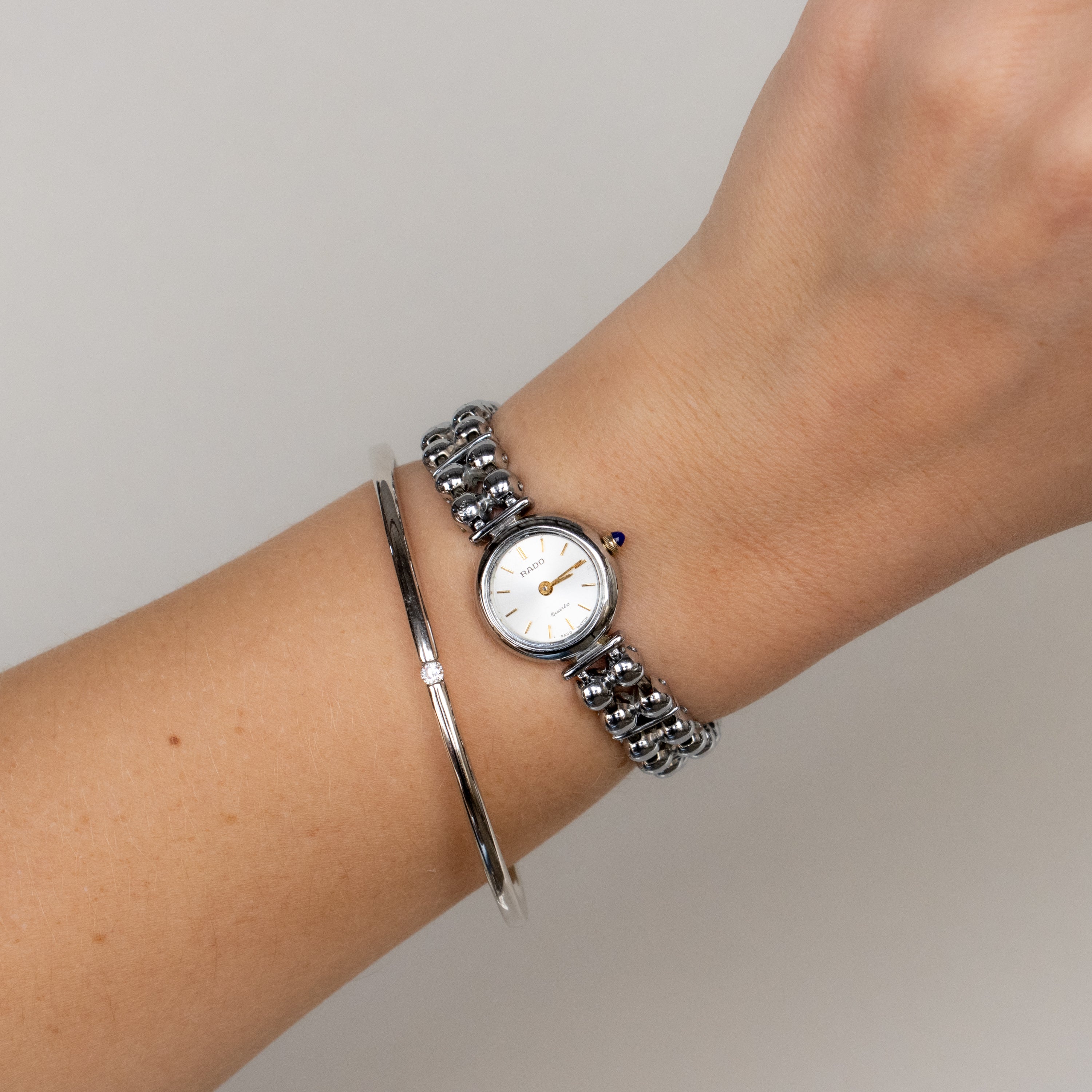 Vintage Rado Beaded Silver Watch