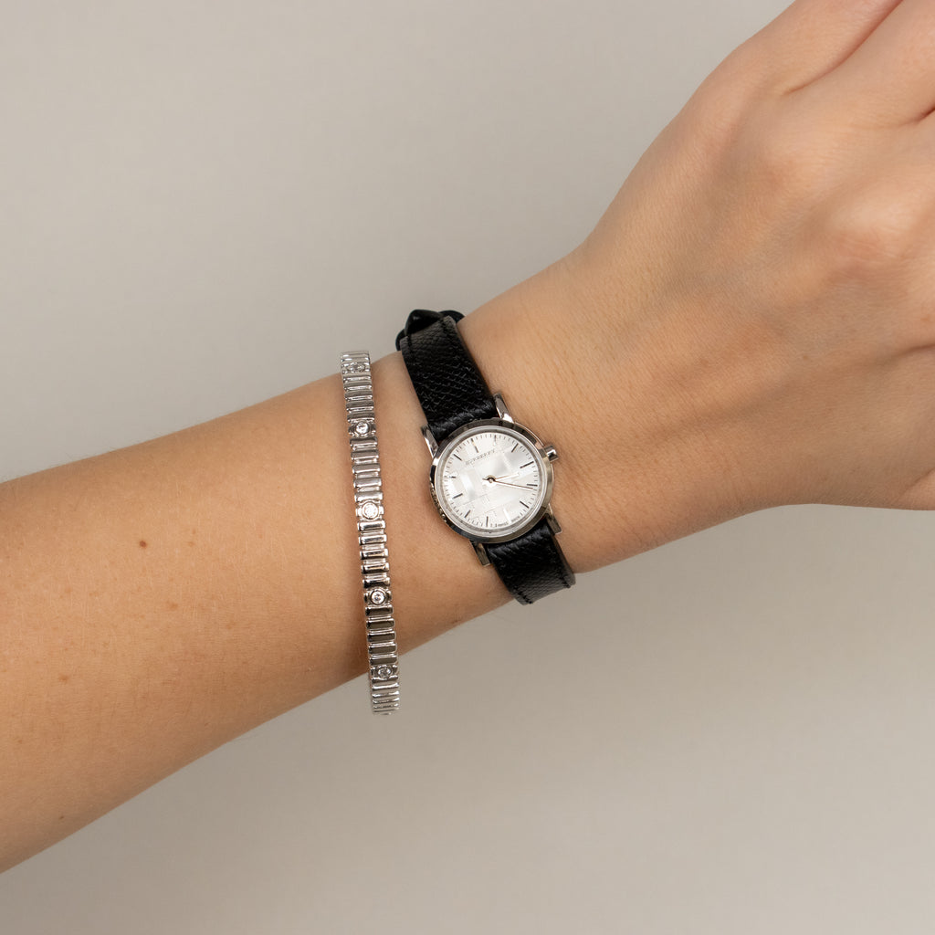 Vintage Burberry Swiss Checkered Silver Watch