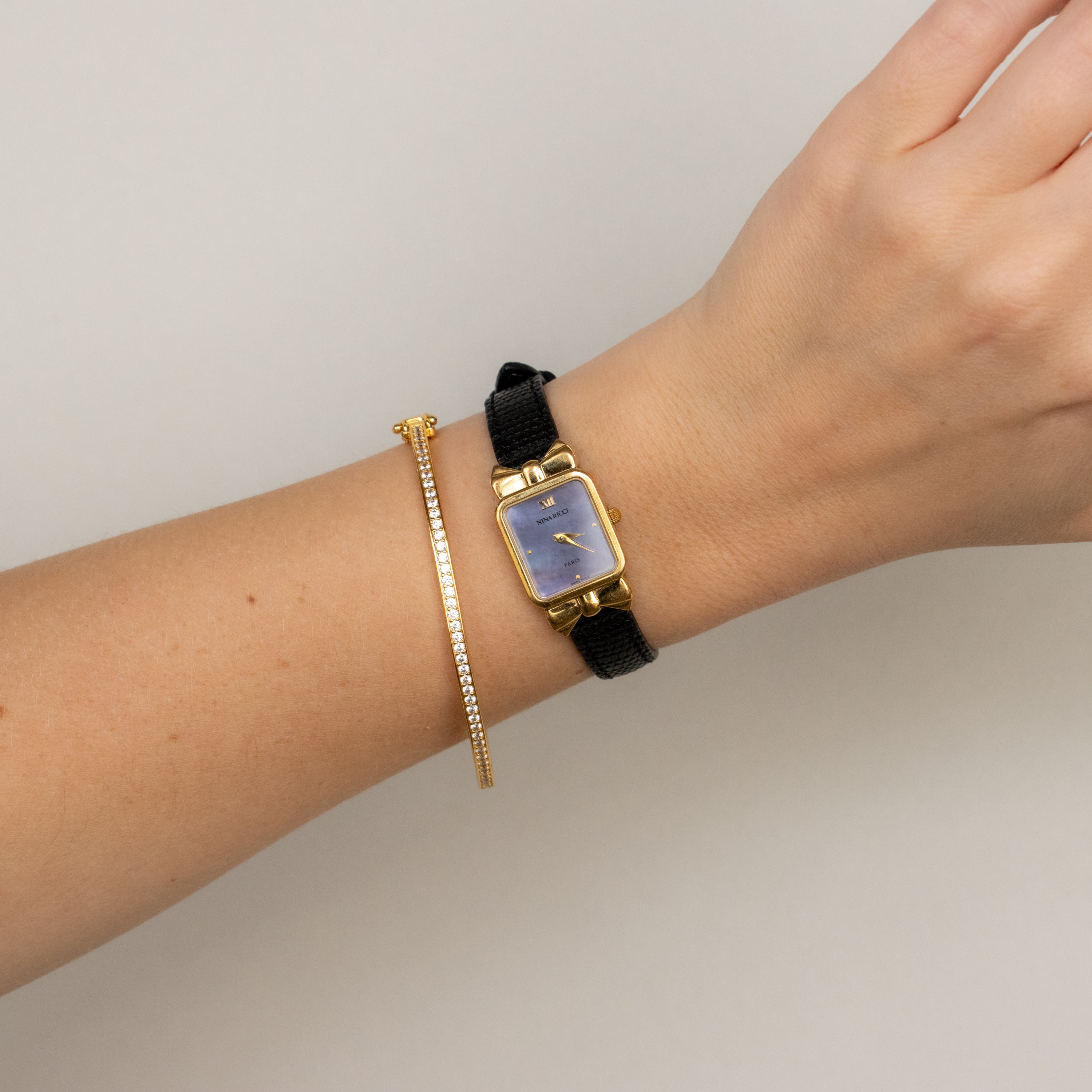 Vintage Nina Ricci Lavender Square Gold Watch