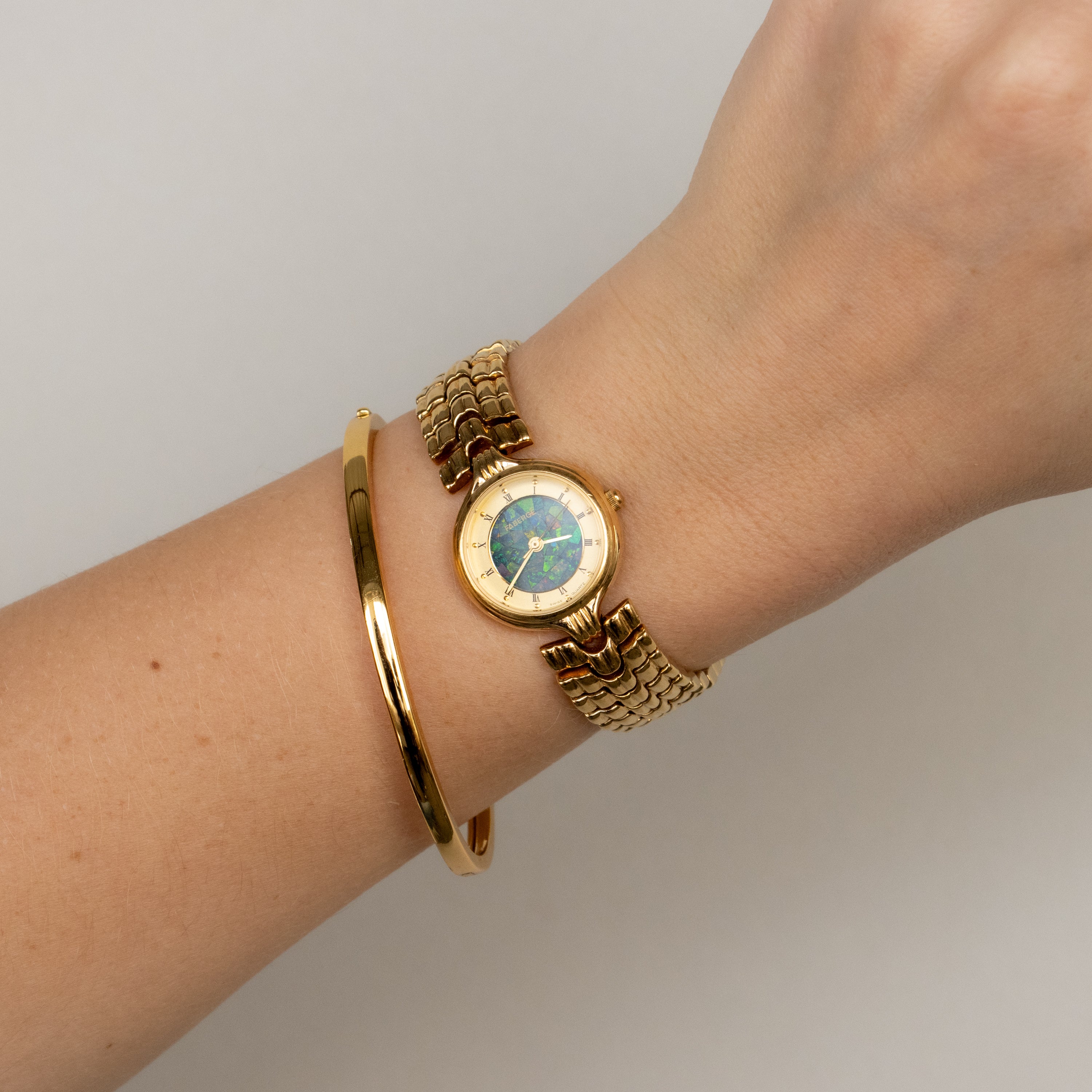 Vintage Faberge Swiss Mosaic Gold Watch