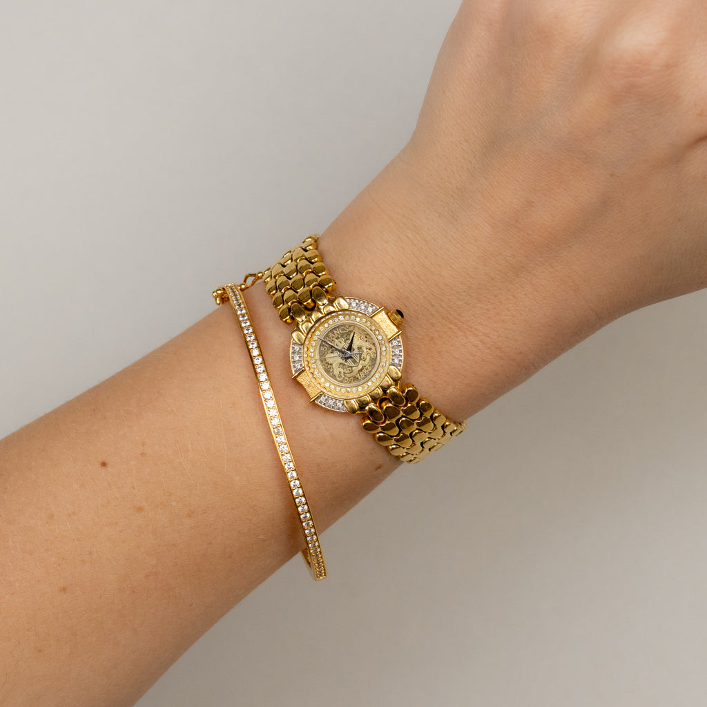 Rare Vintage Ricoh Pave Gold Watch