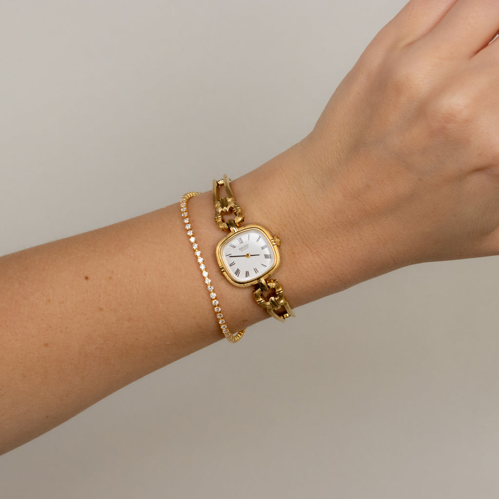 Vintage Seiko Square Link Gold Watch