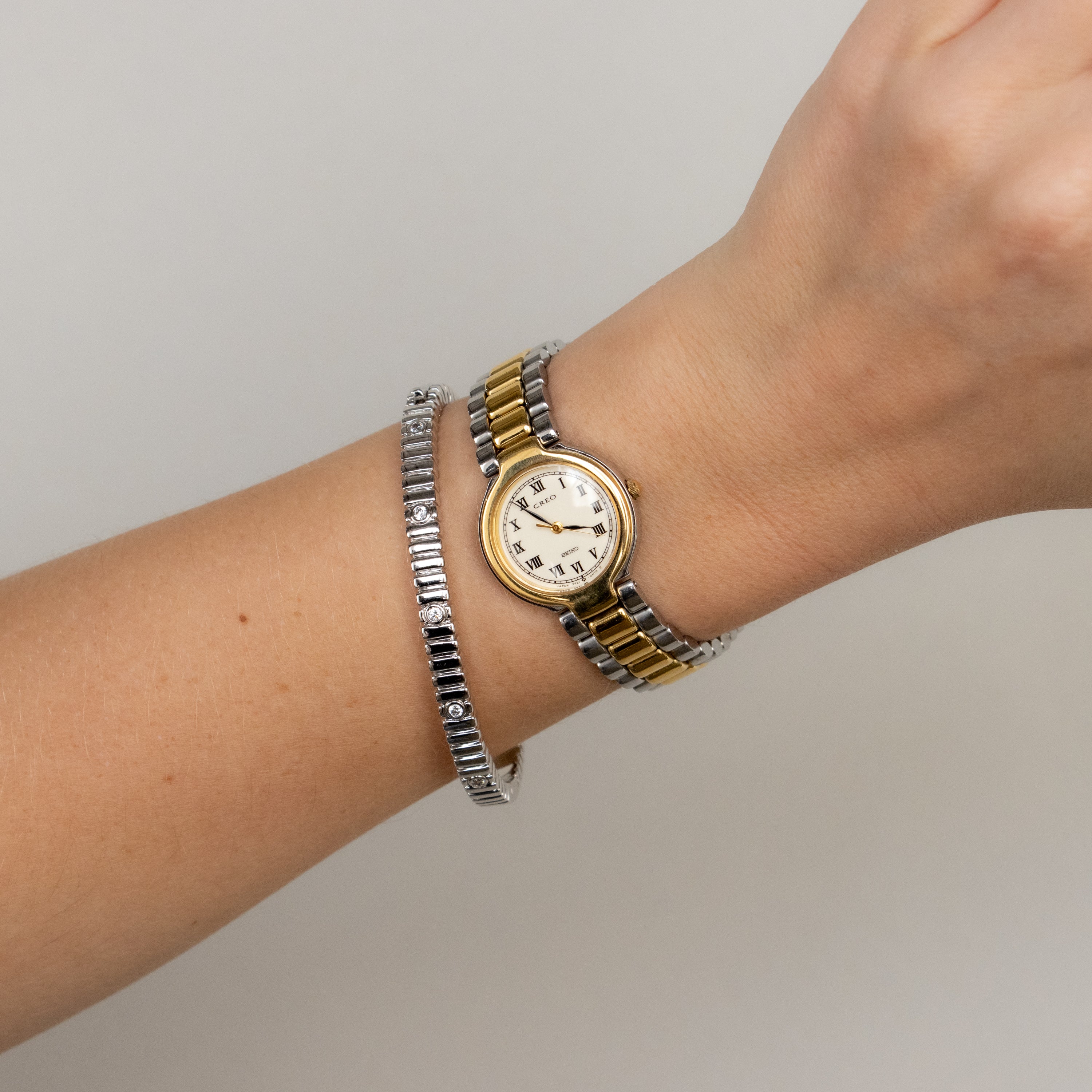 Vintage Seiko Creo Roman Two Tone Watch