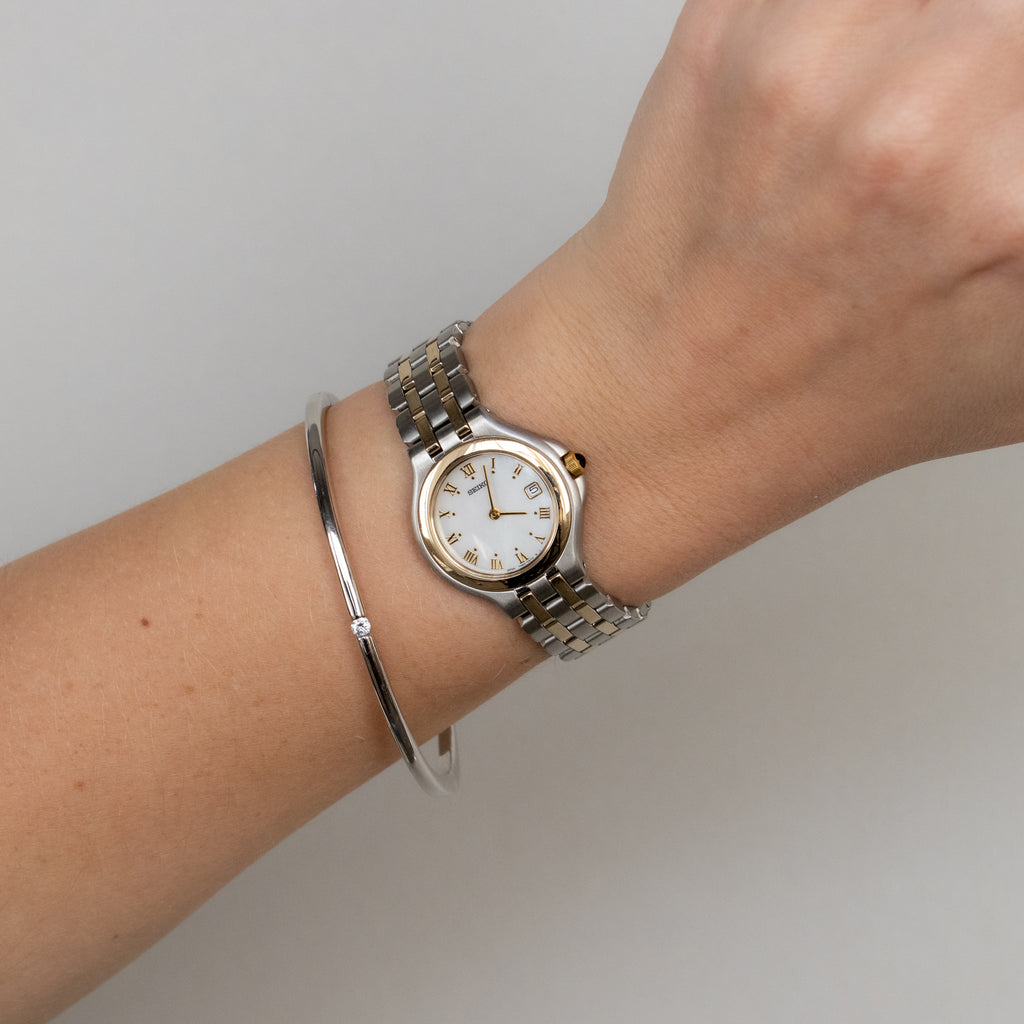 Vintage Seiko Bold Roman Two Tone Watch