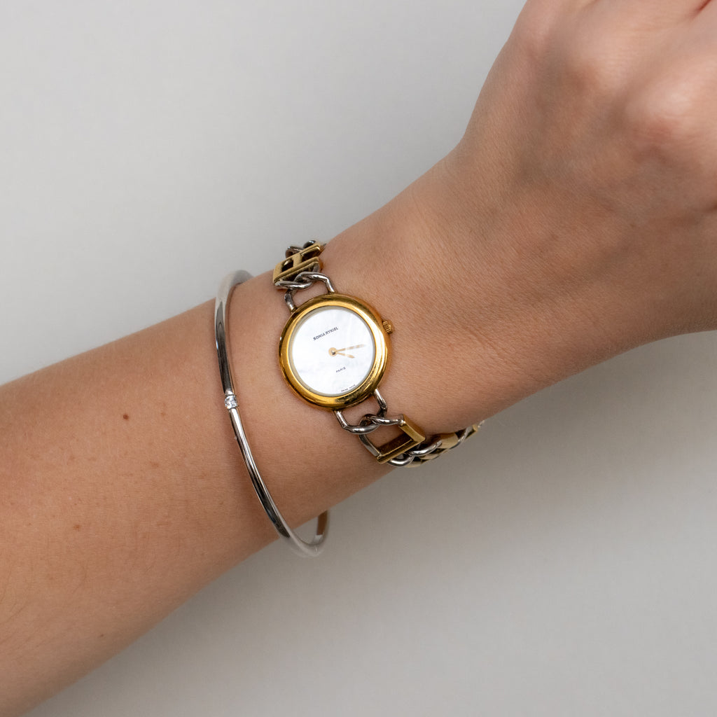 Vintage Sonia Rykiel Swiss Link Two Tone Watch
