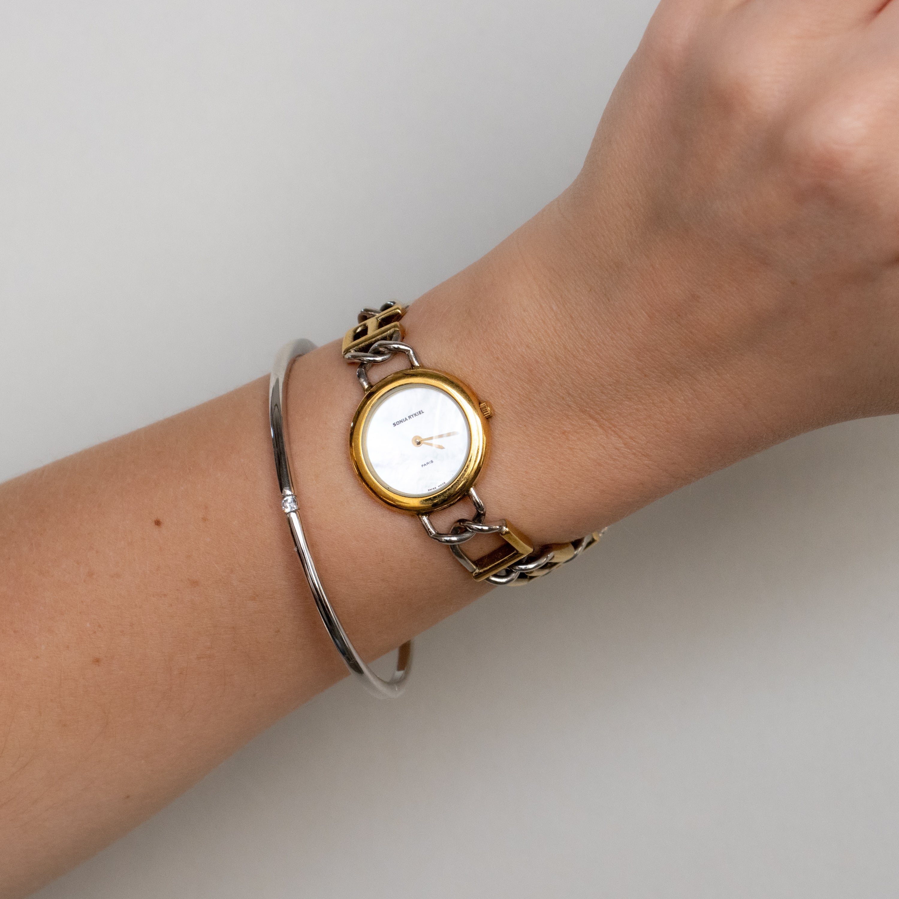 Vintage Sonia Rykiel Swiss Link Two Tone Watch