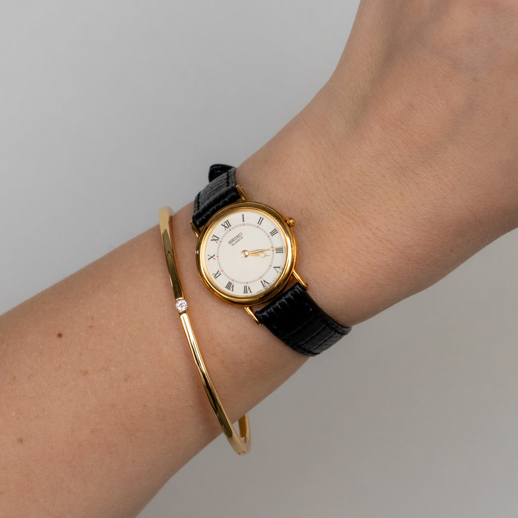 Vintage Seiko Roman Strap Gold Watch