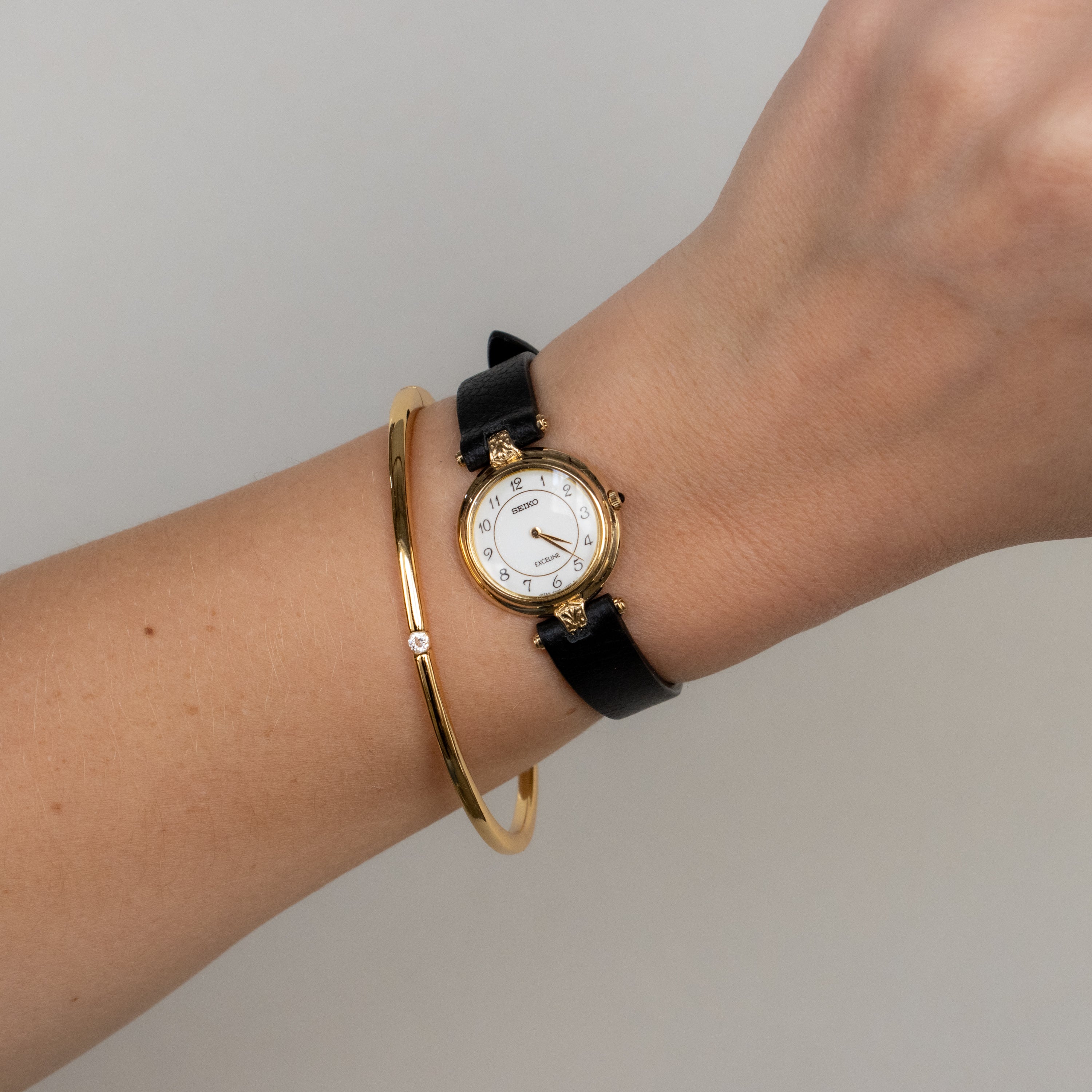 Rare Vintage Seiko Leather Straps Gold Watch