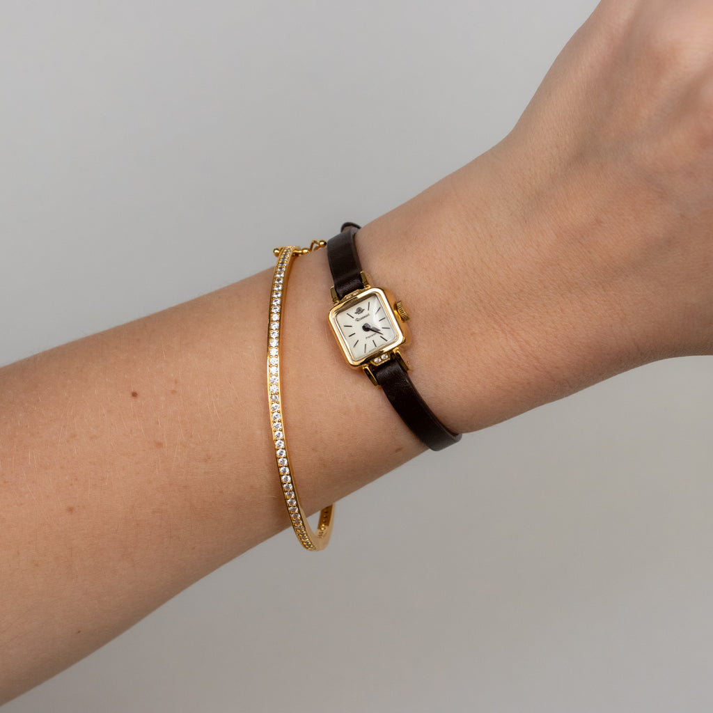 Vintage Rosemont Swiss Square Straps Gold Watch