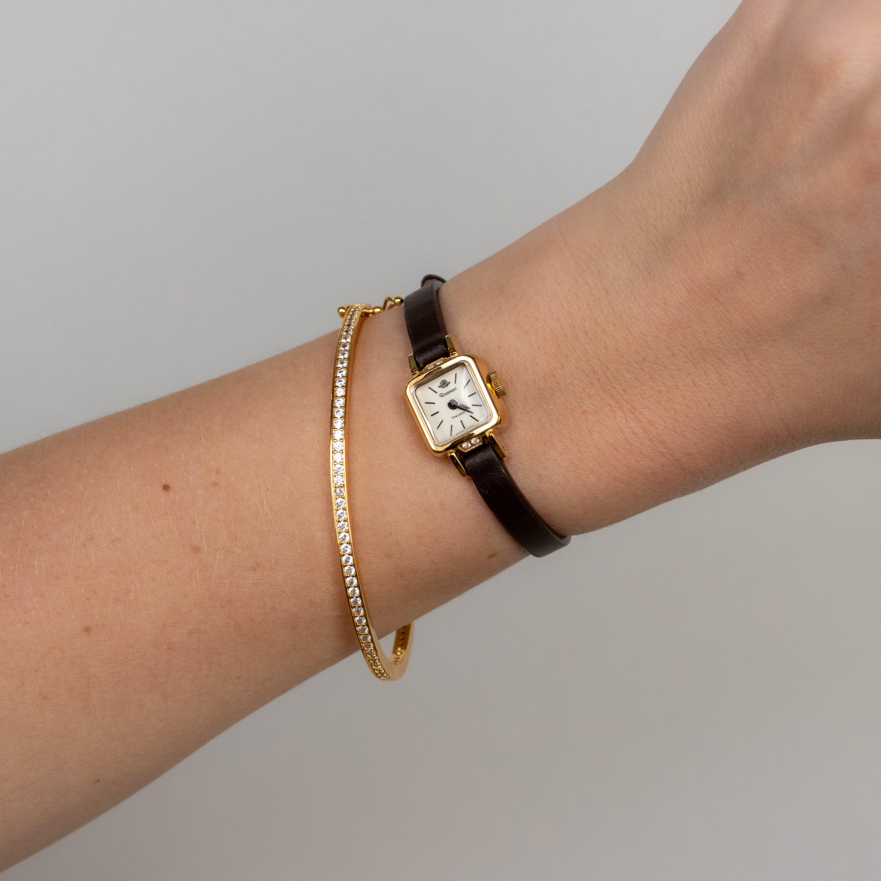 Vintage Rosemont Swiss Square Straps Gold Watch