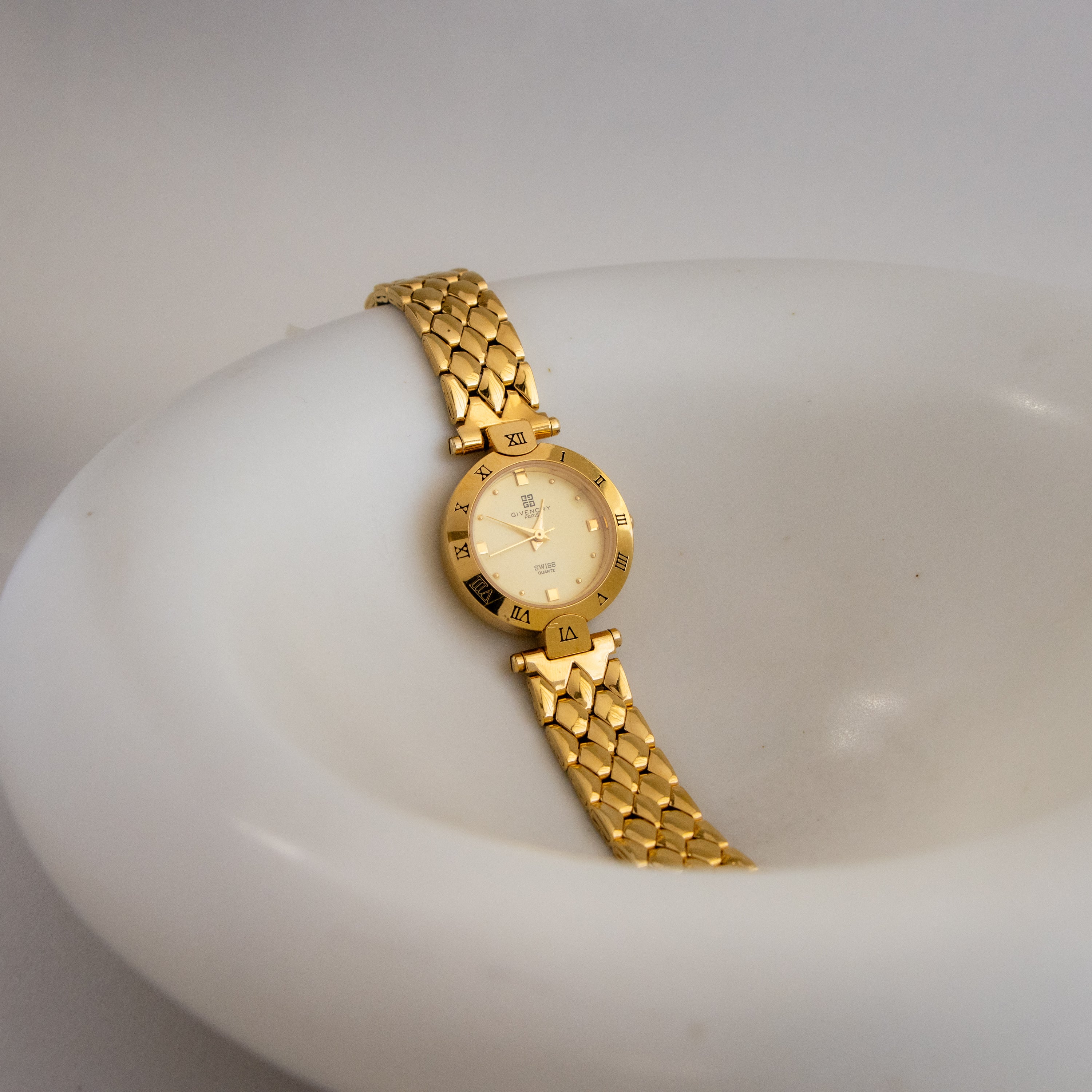 Vintage Givenchy Swiss Round Gold Watch