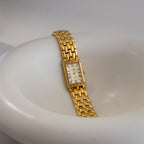 Vintage Lancel Pave Rectangular Gold Watch