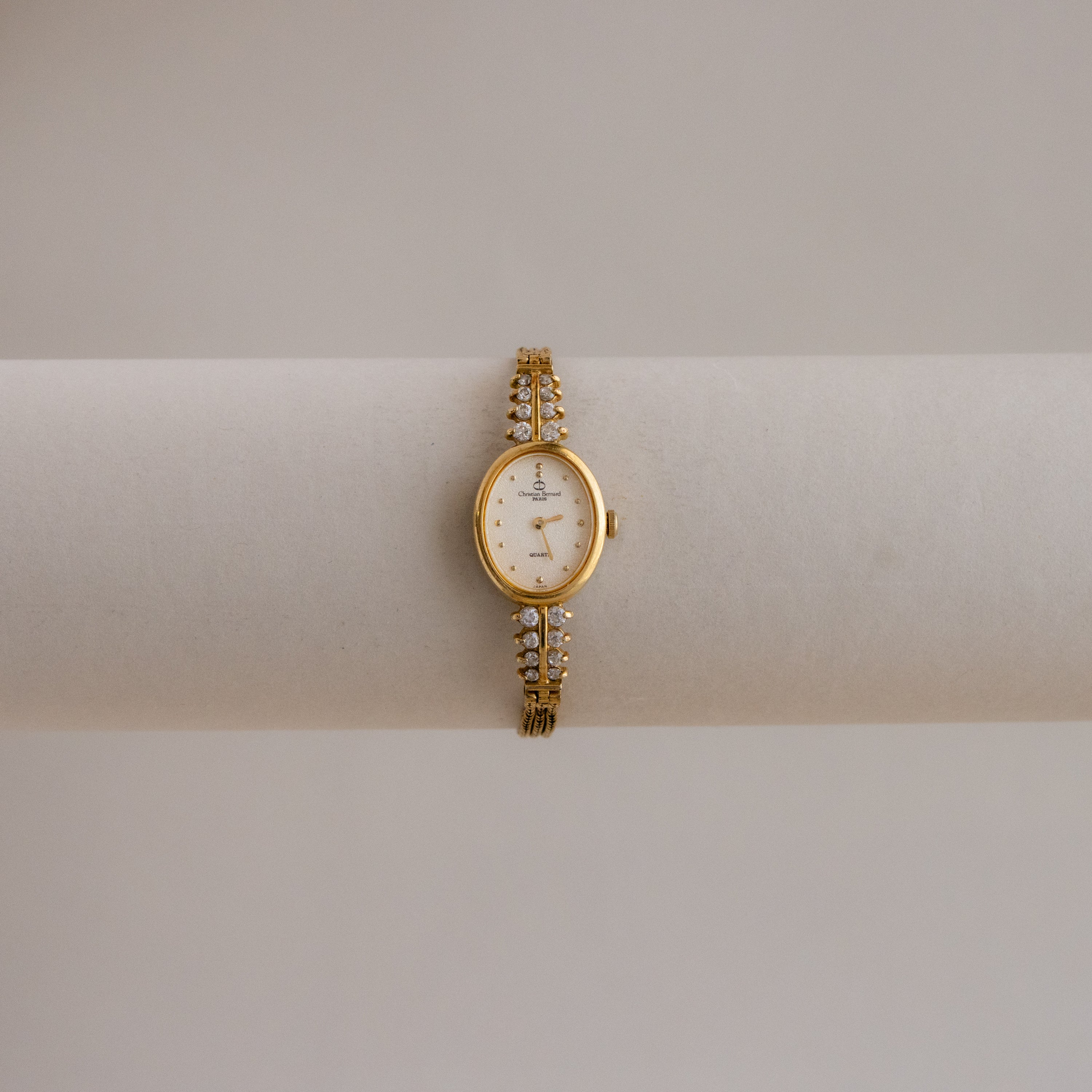 Vintage Christian Bernard Oval Diamond Gold Watch