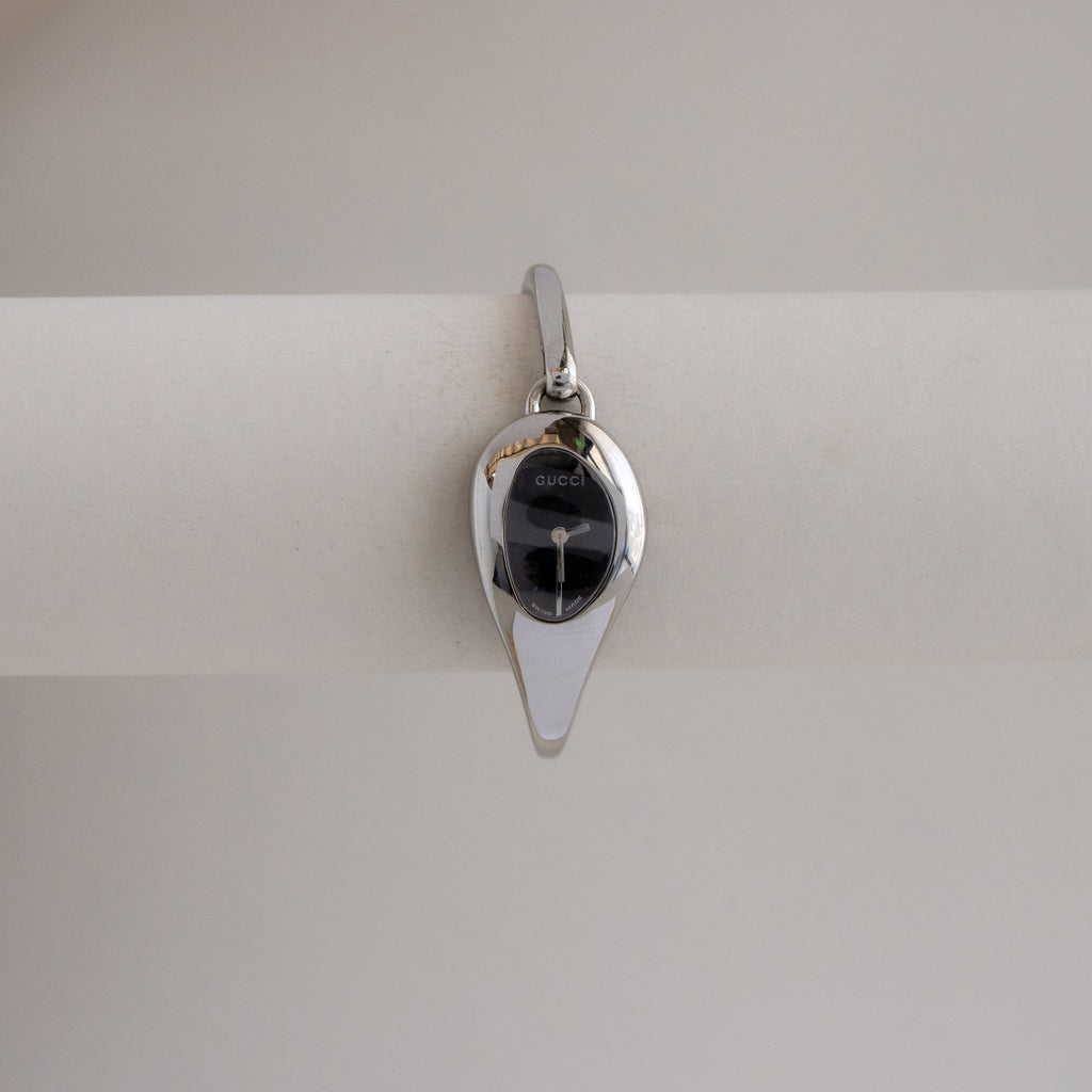 Vintage Gucci Swiss Midnight Cuff Silver Watch