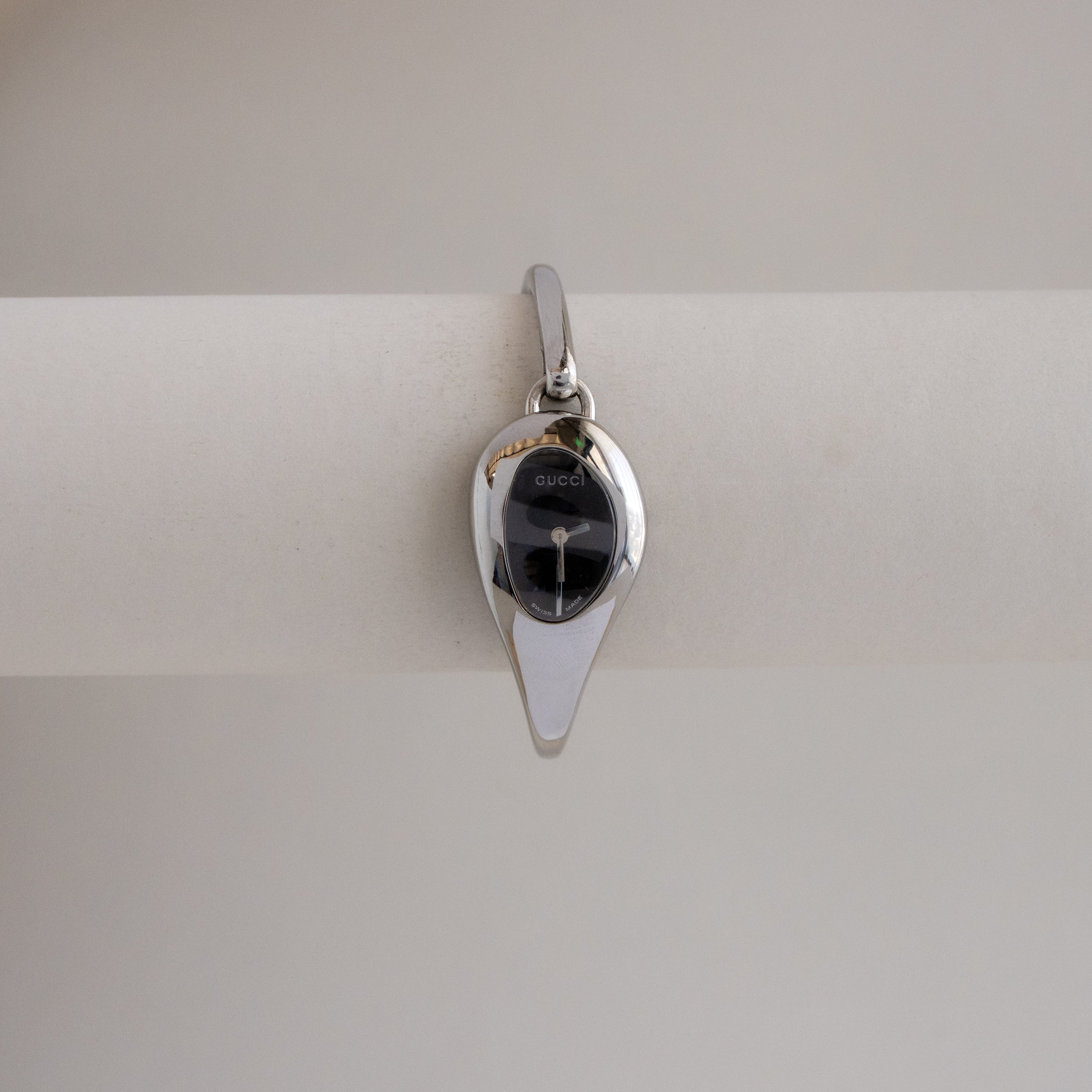 Vintage Gucci Swiss Midnight Cuff Silver Watch