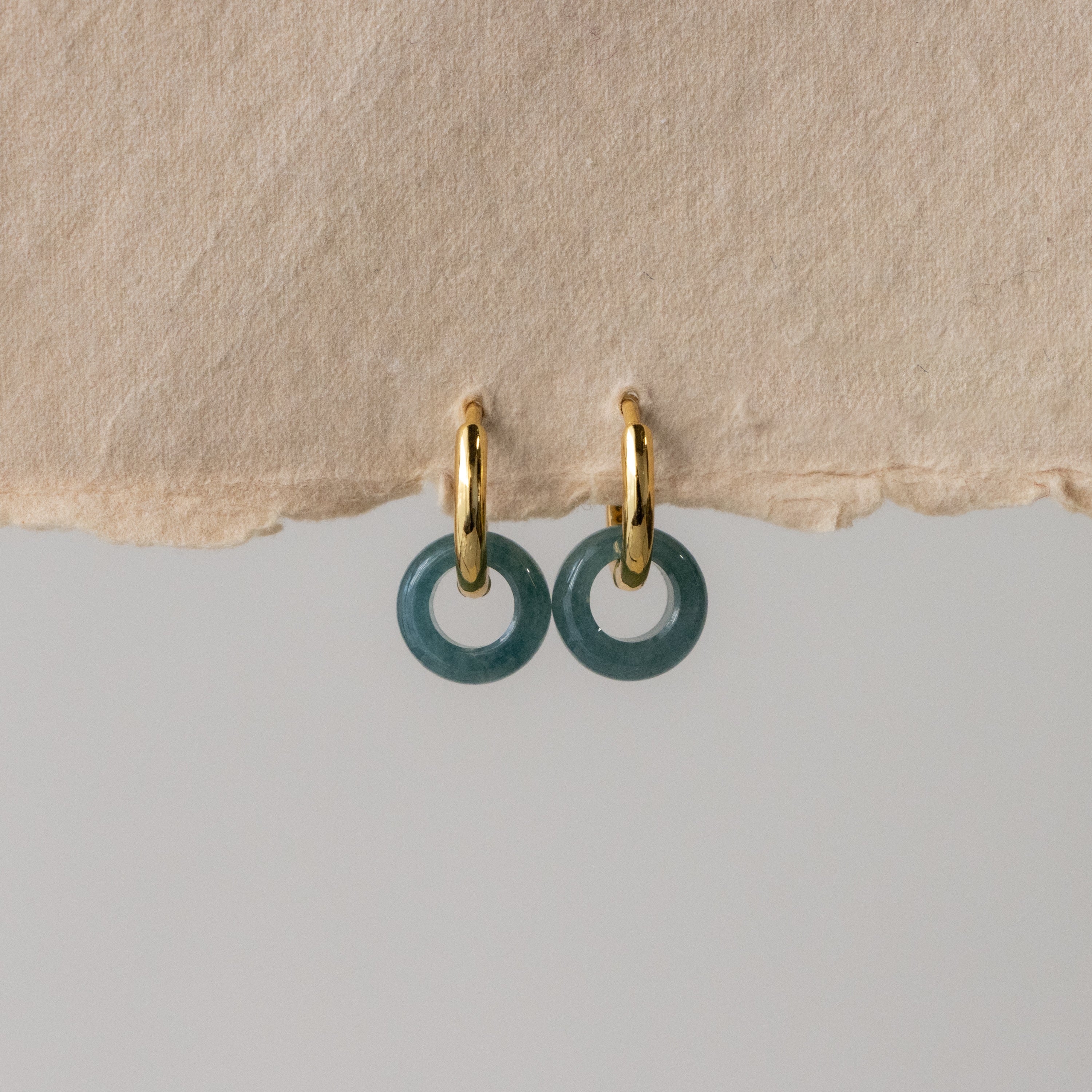 Green Aventurine Drop Hoops