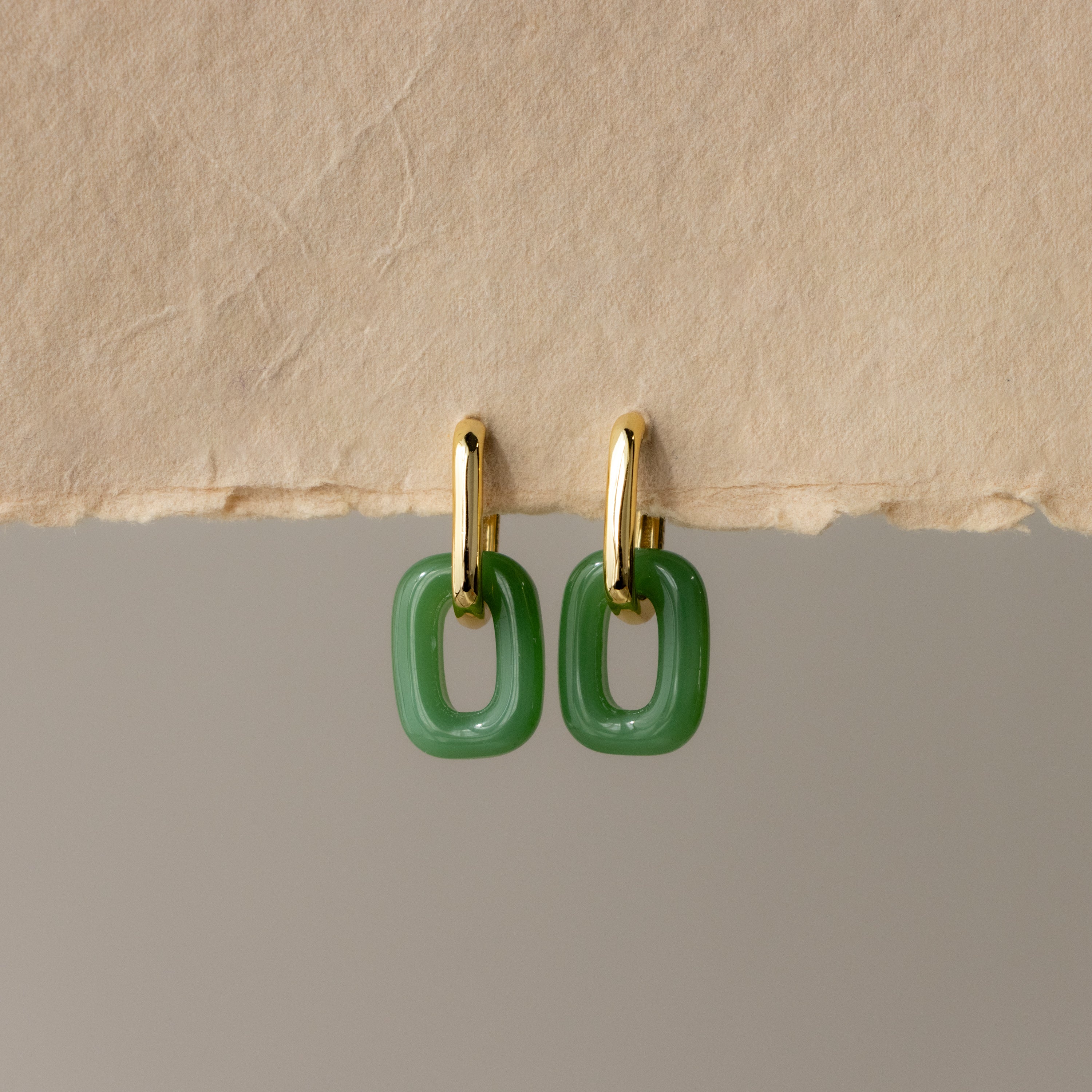 Jade Link Drop Hoops