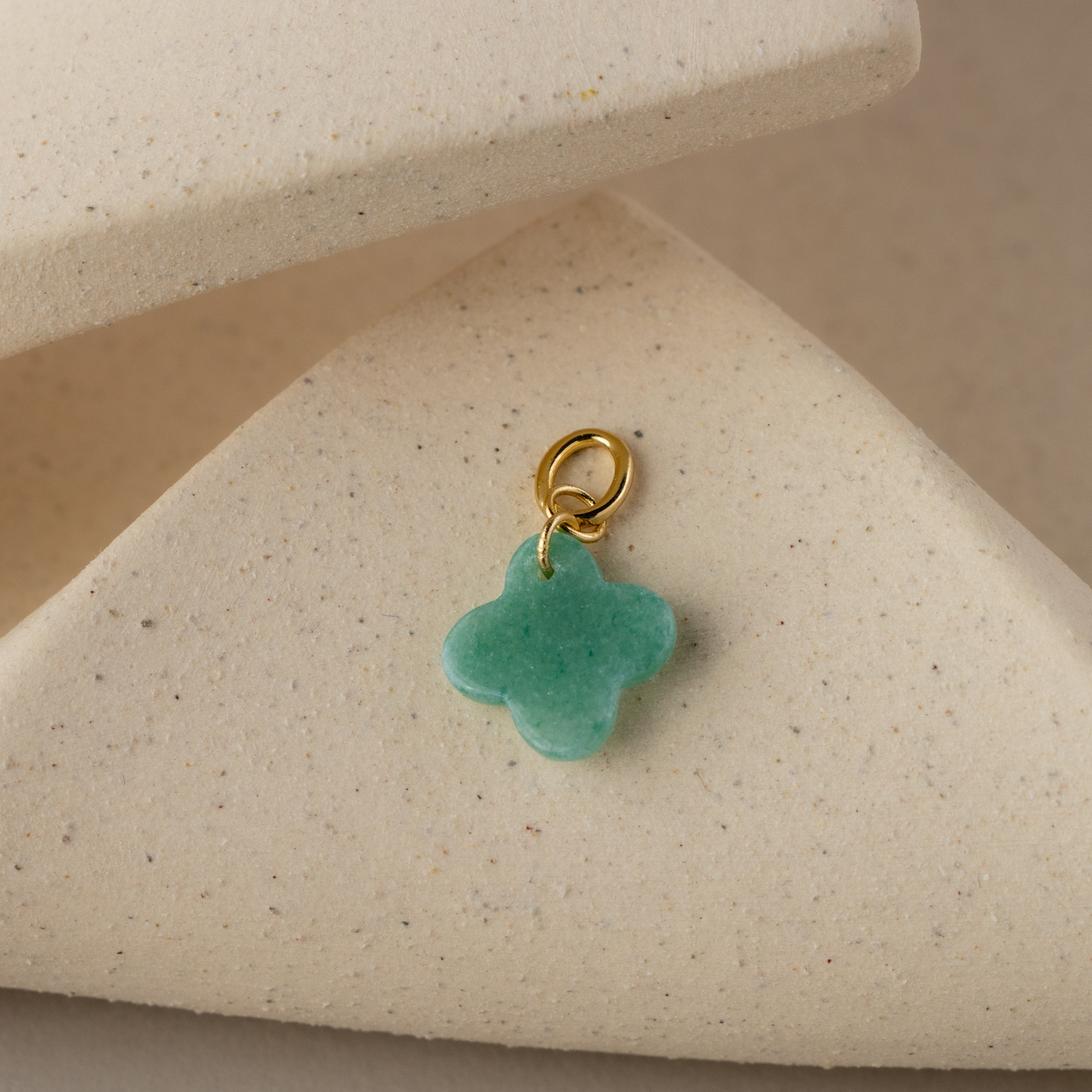 Green Aventurine Clover Charm