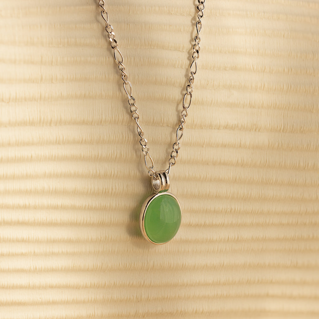 Jade Oval Jewelry Set in Silver