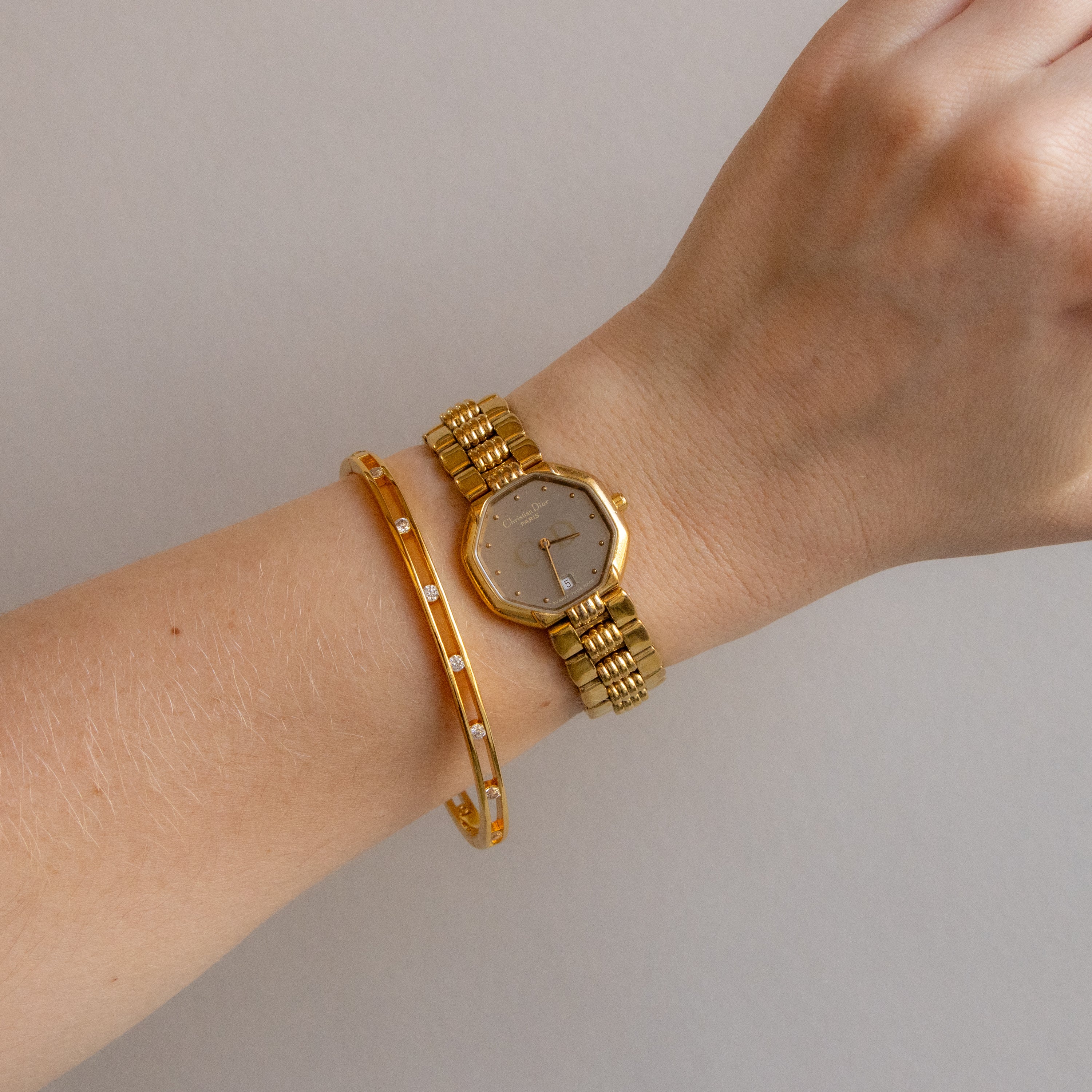 Vintage Christian Dior Swiss Octagon Gold Watch