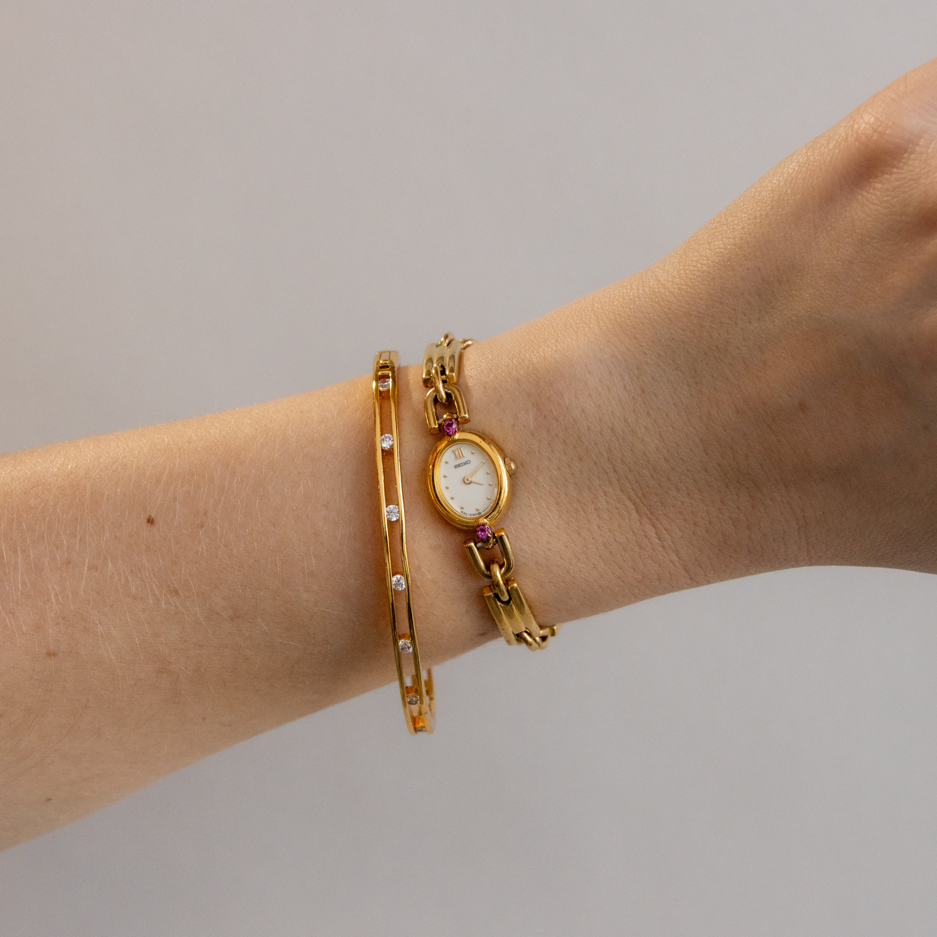 Vintage Seiko Ruby Link Gold Watch