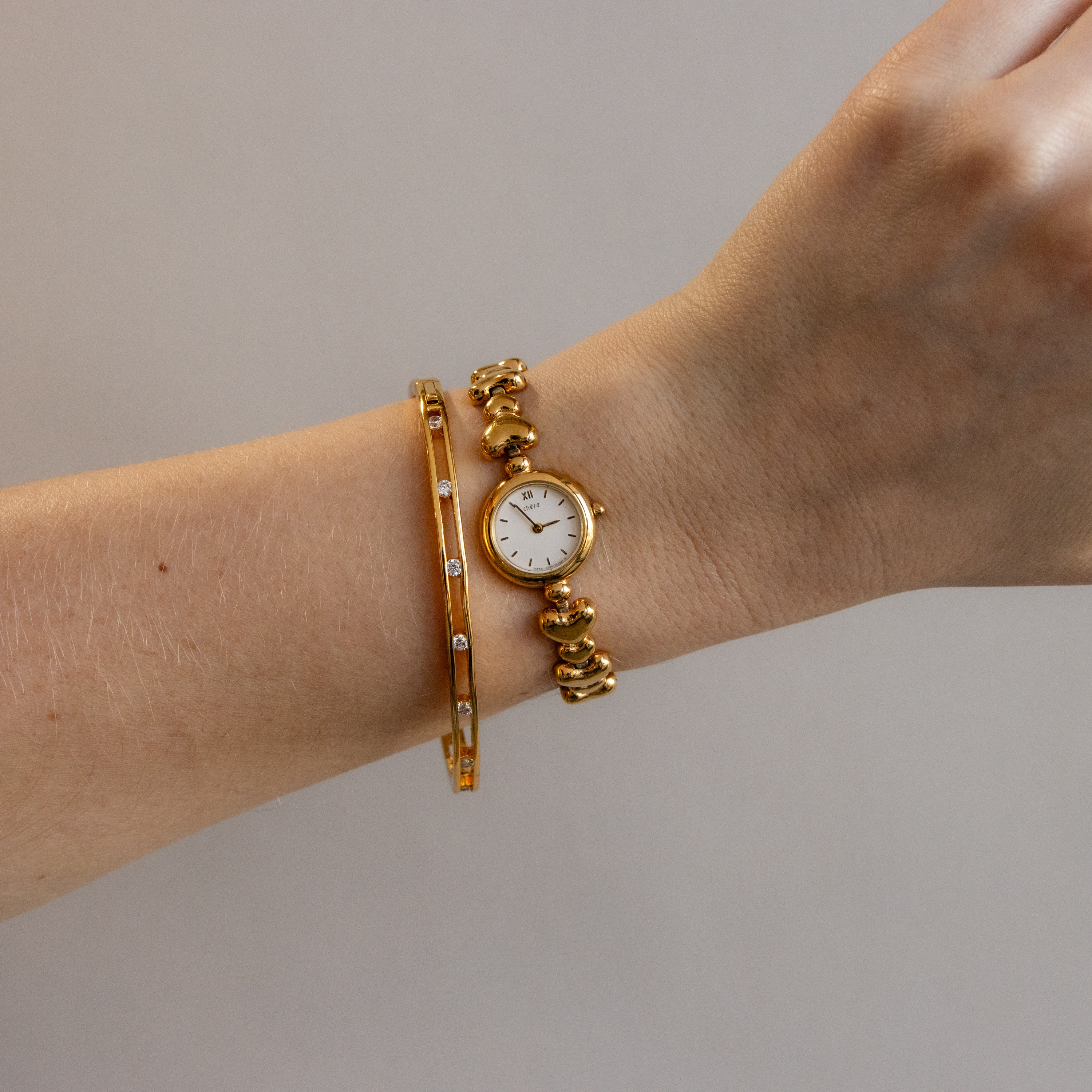 Vintage Citizen Puff Hearts Gold Watch