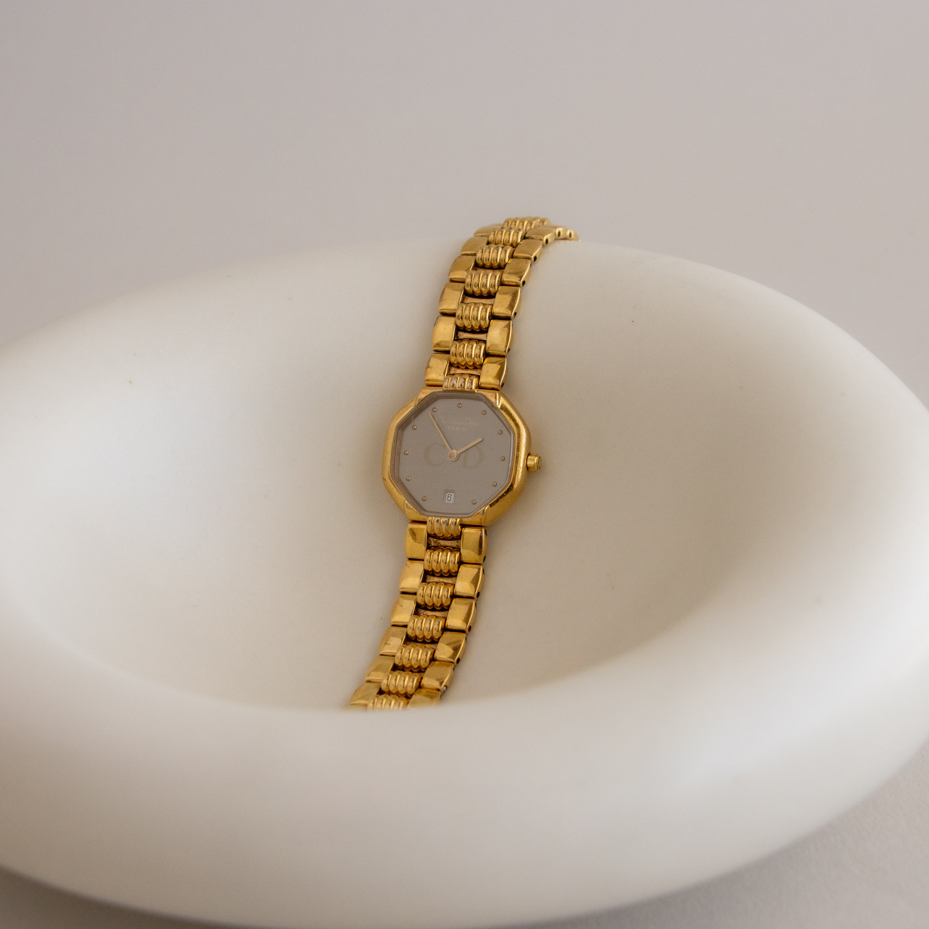 Vintage Christian Dior Swiss Octagon Gold Watch