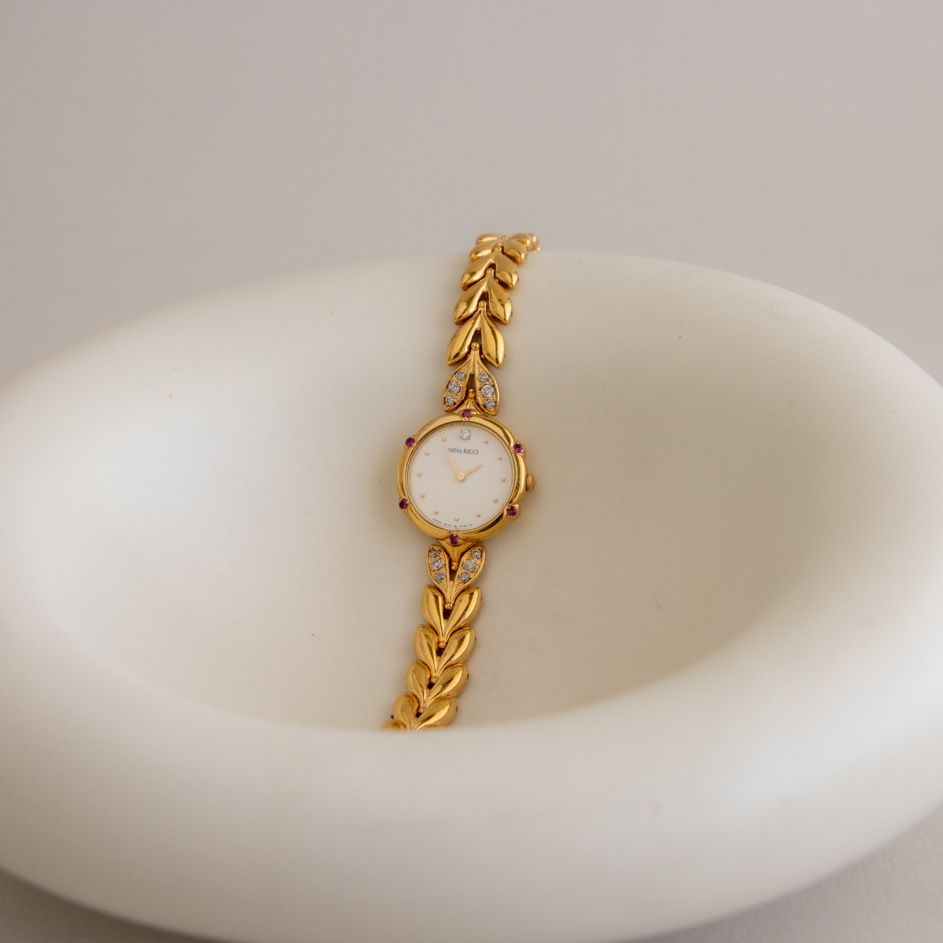 Vintage Nina Ricci Ruby Gold Watch
