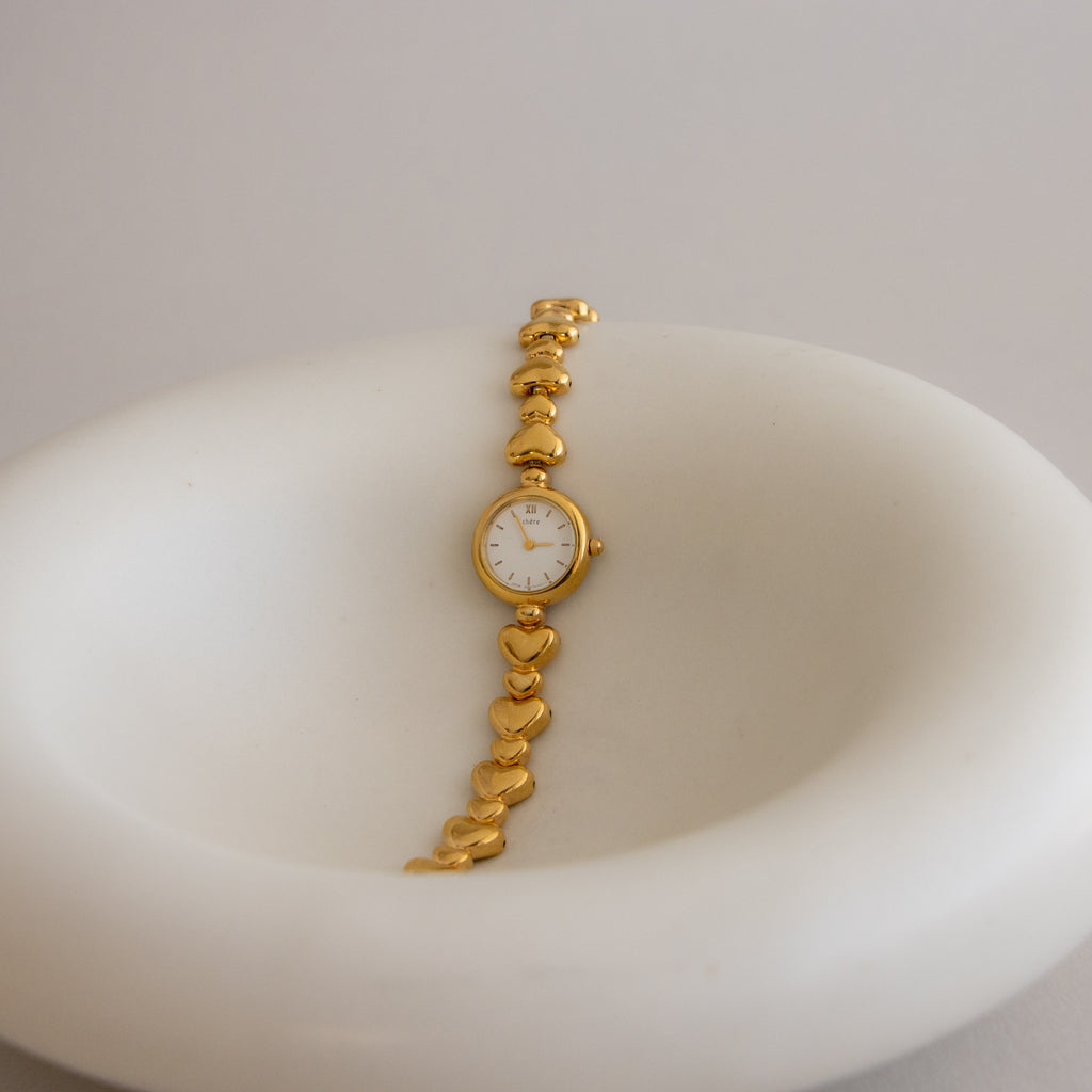 Vintage Citizen Puff Hearts Gold Watch