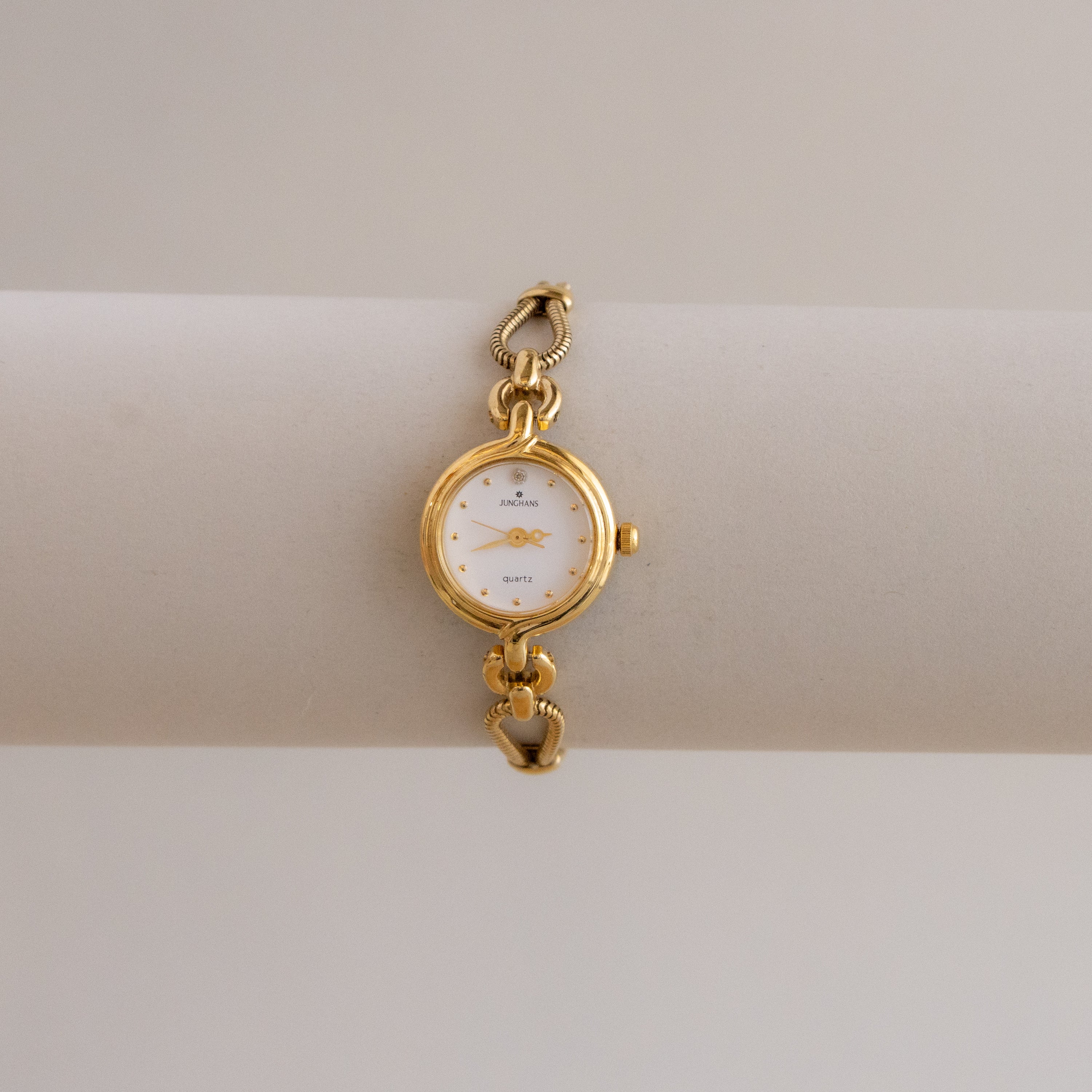 Vintage Junghans Round Rope Gold Watch