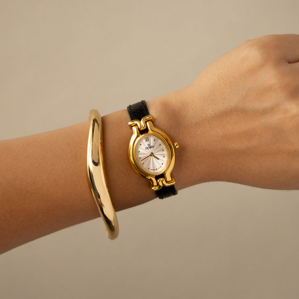 Vintage Fendi Swiss Hourglass Gold Watch