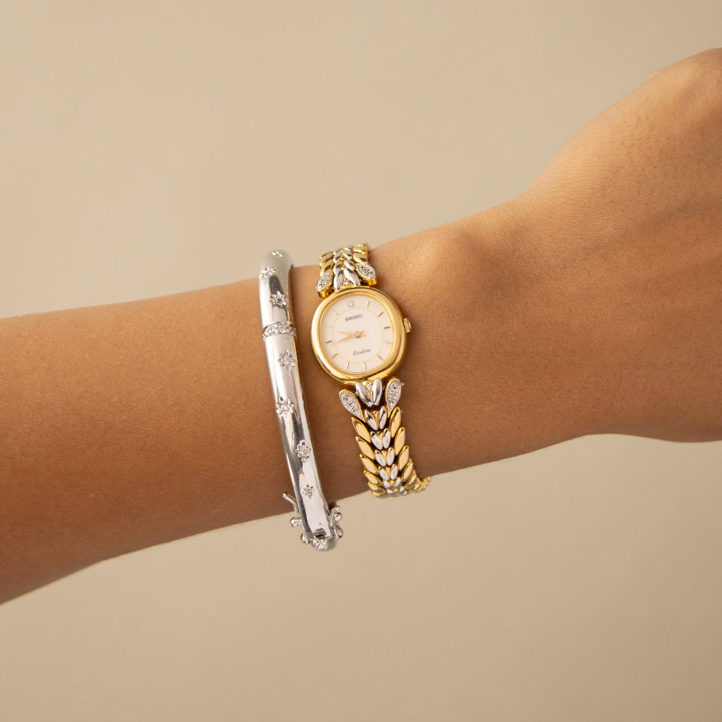 Vintage Seiko Round Feather Two Tone Watch
