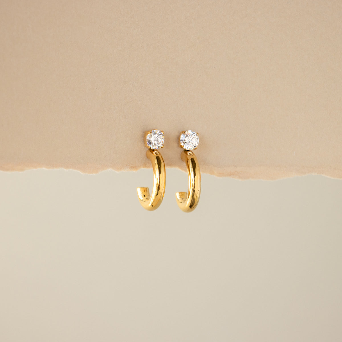 Diamond Solitaire Hoop Studs