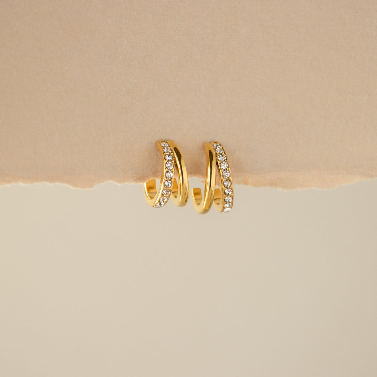 Pave Duo Hoop Studs