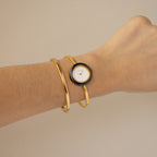 Vintage Gucci Swiss Black Bezel Cuff Gold Watch