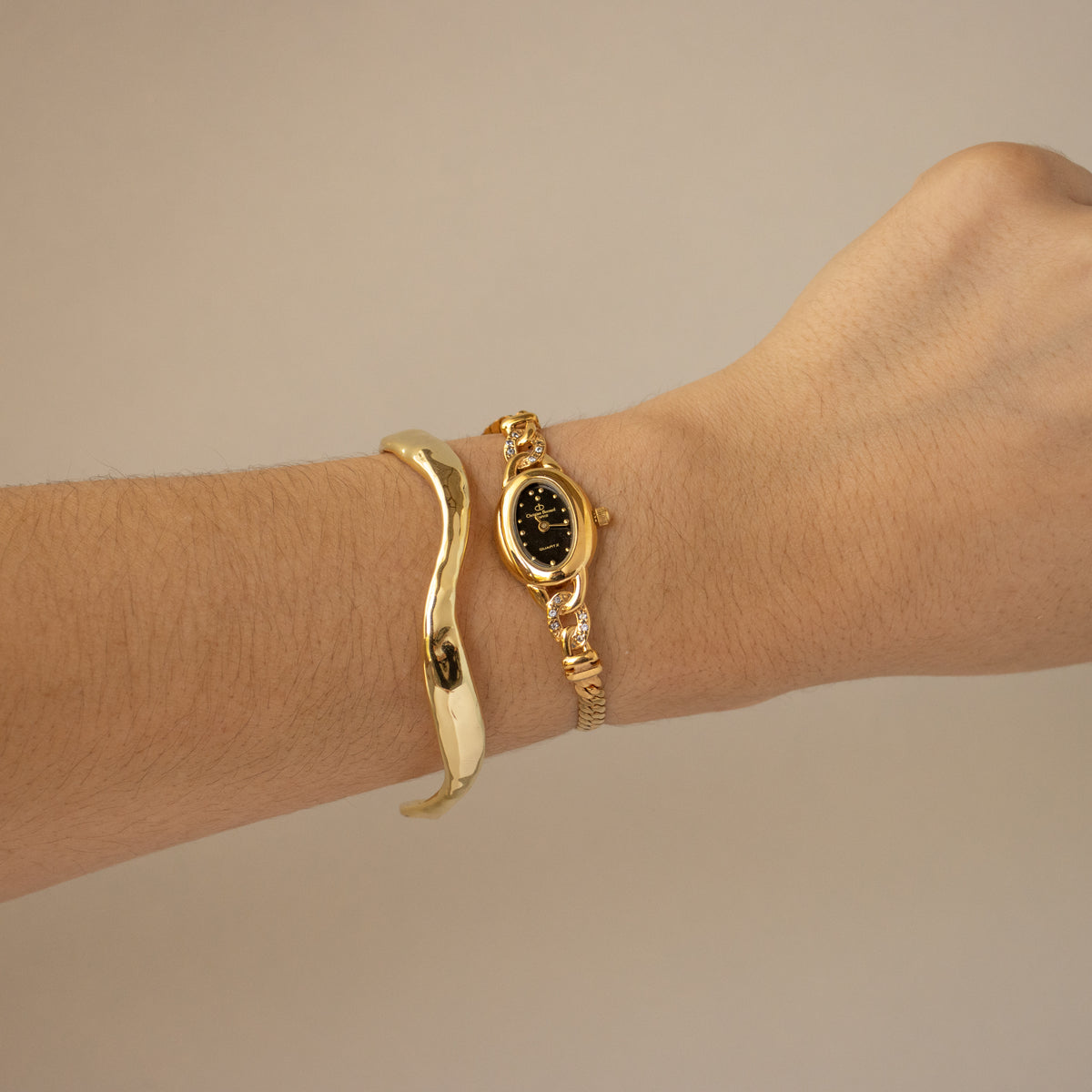 Vintage Christian Bernard Midnight Oval Gold Watch