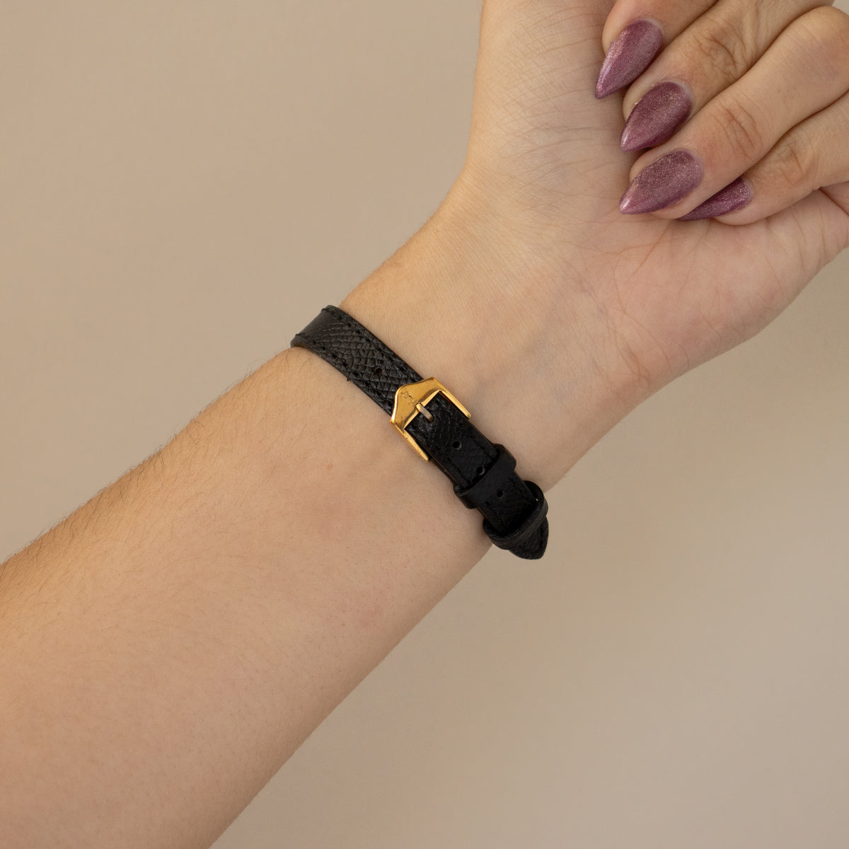 Vintage YSL Midnight Leather Gold Watch